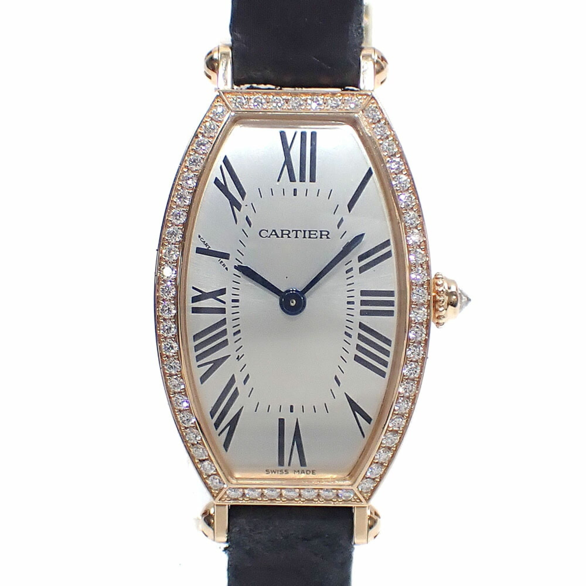 Cartier Tonneau Ladies' Watch, Manual Winding, 18K Pink Gold, Diamonds, WE400331