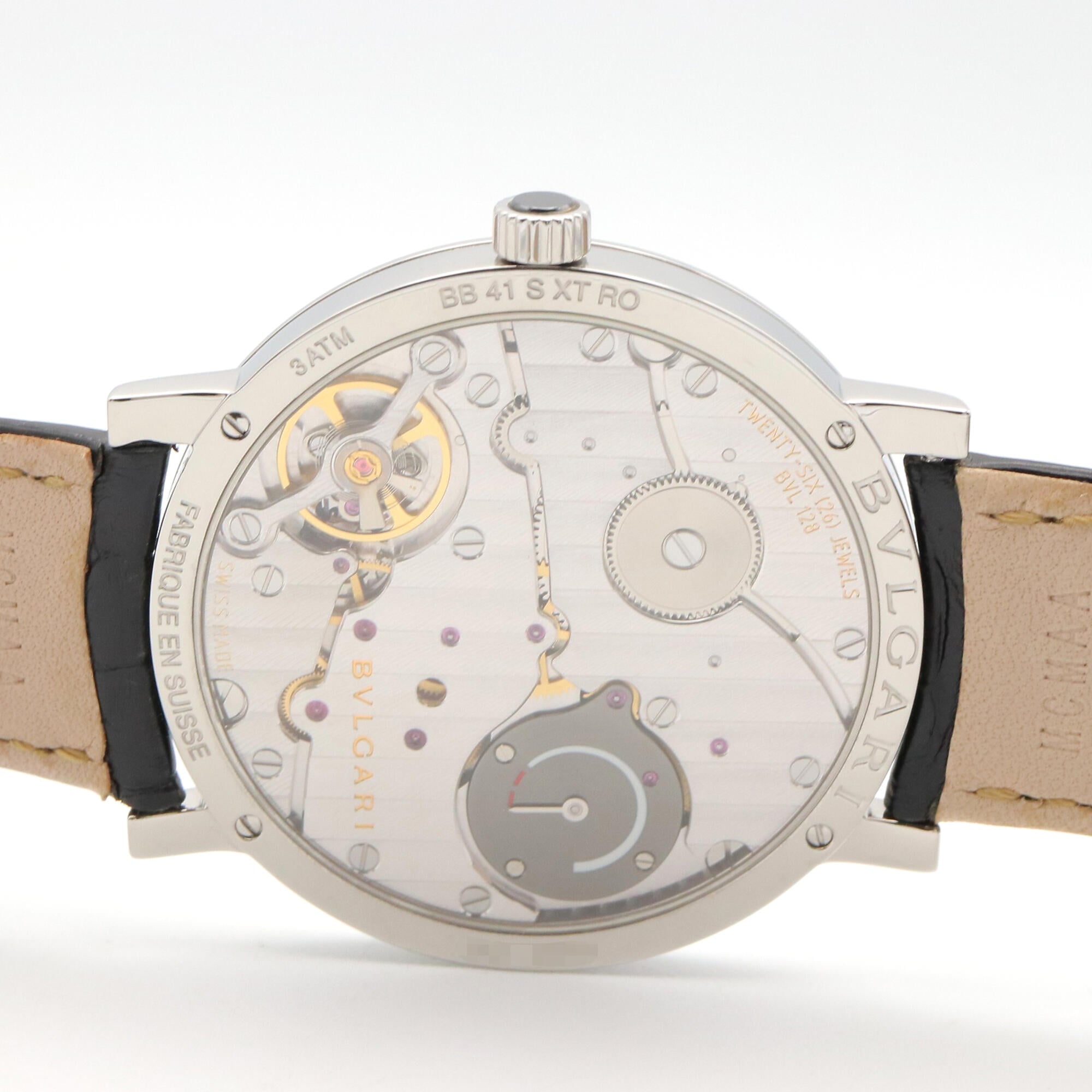 Montre Bulgari BVLGARI Roma Finissimo pour homme, acier inoxydable et cuir Noir référence BB41SXTRO