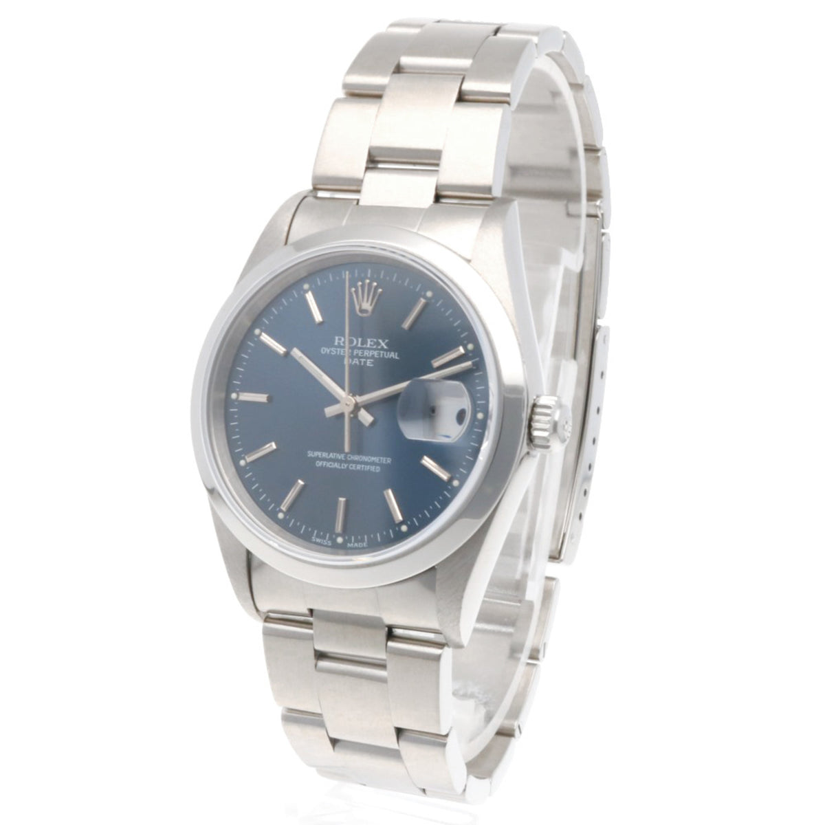 Rolex Datum Oyster Perpetual 15200 mit blauem Zifferblatt, 34 mm Uhr
