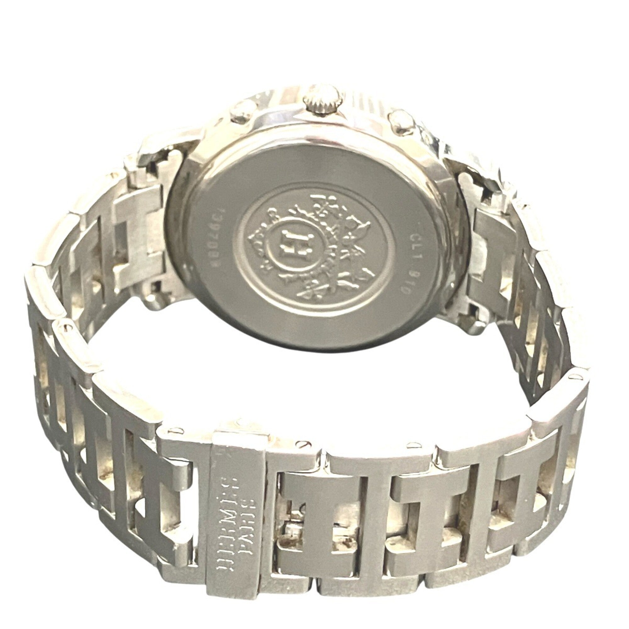 Hermes Clipper watch, total weight 102.4g, stainless steel, quartz movement, navy dial, CL1.910