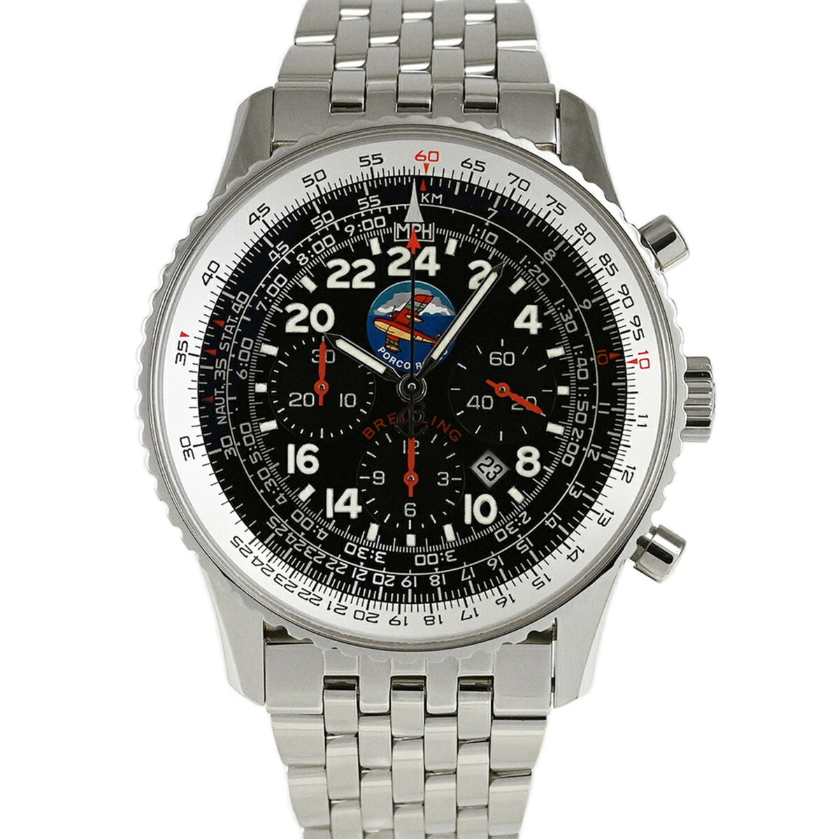 Breitling Navitimer Cosmonaut Flyback Porco Rosso A222BPRNP (A22322) Schwarz Zifferblatt 41 mm Uhr