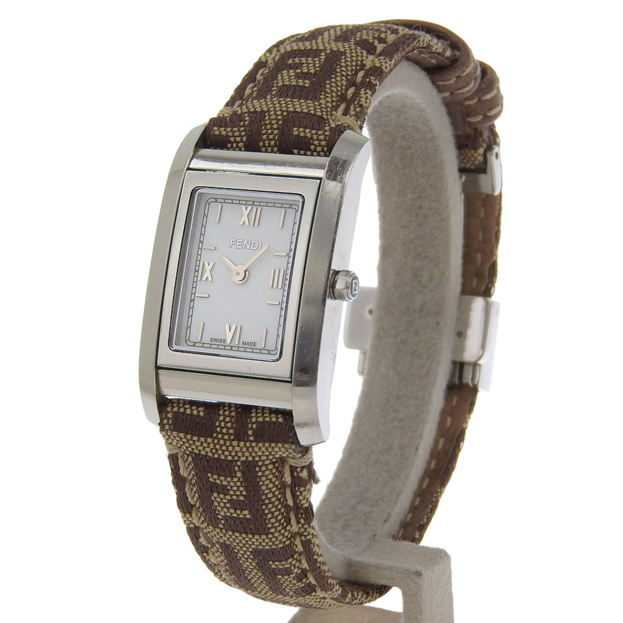 Fendi 7600L Women's Watch, Stainless Steel and Leather, Quartz Movement, Analog Display, White Dial