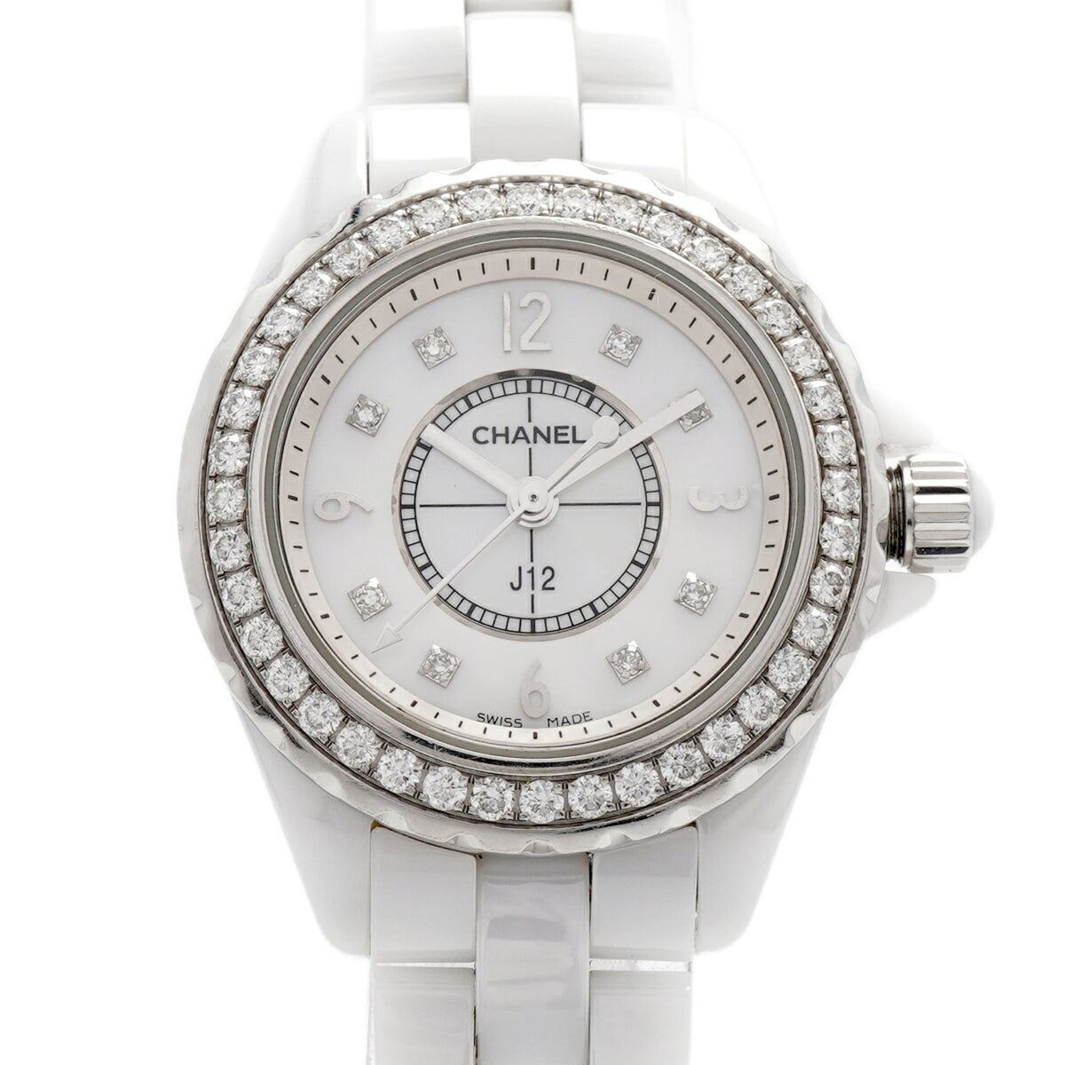 Chanel J12 8P Diamond H2572 White Dial 28mm Watch