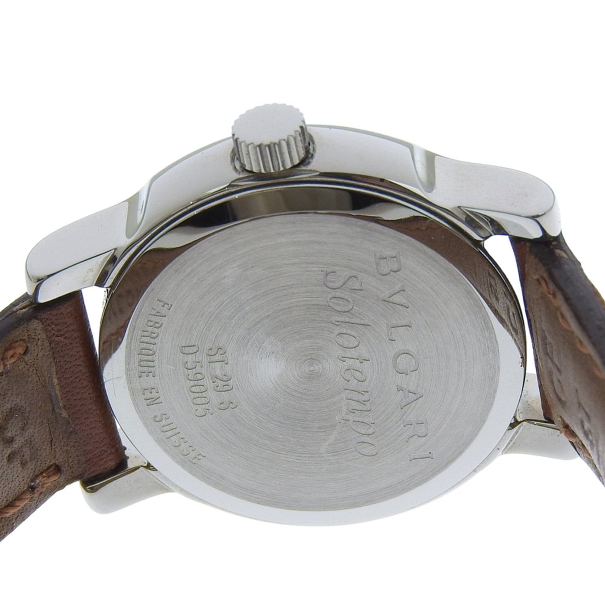Bulgari BVLGARI Solo Tempo-horloge ST29SL roestvrij staal x leer, quartz, analoog, bronzen wijzerplaat, dames