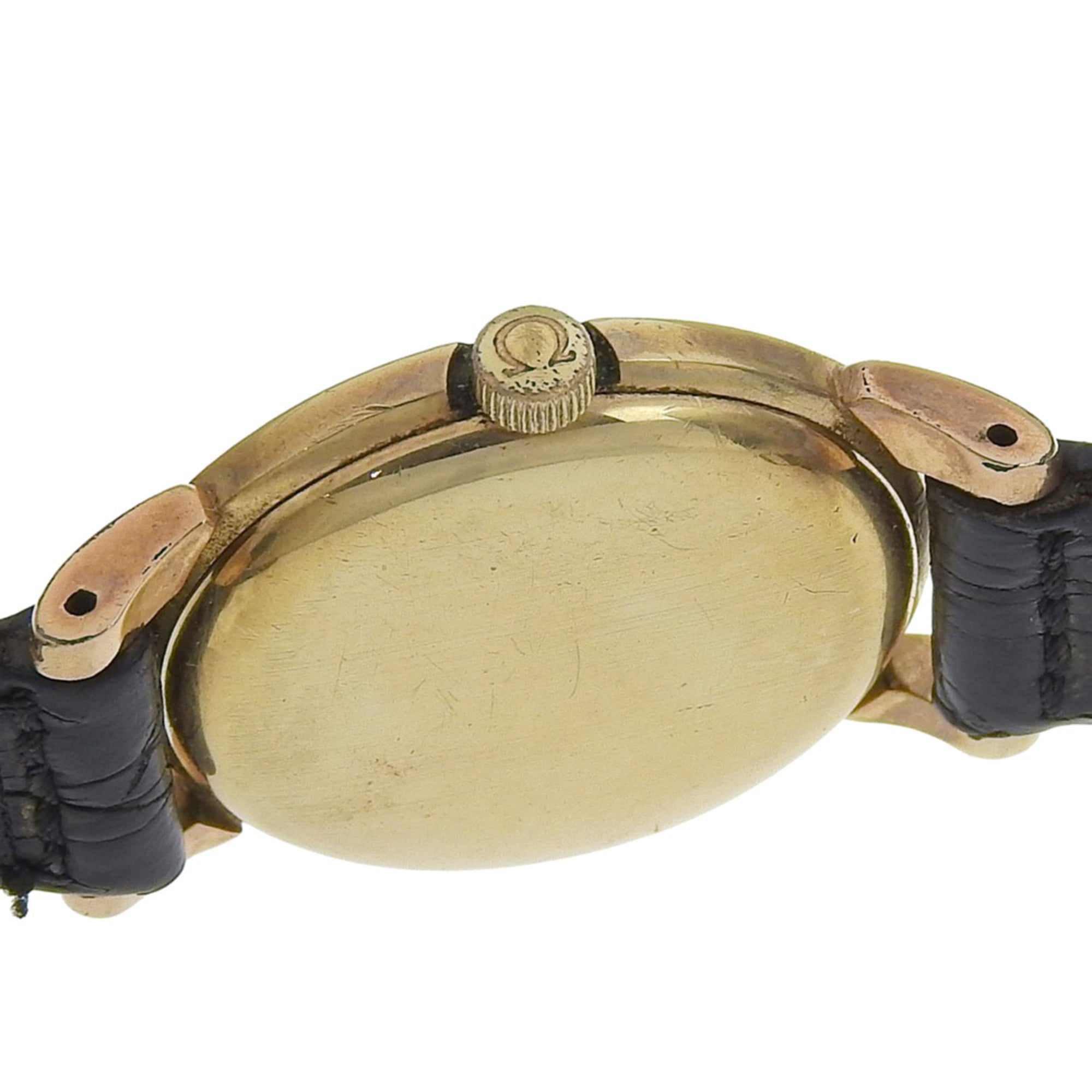 Omega OMEGA antiek horloge, kaliber 244, verguld, met leren band, handopwinding, analoog, zilveren wijzerplaat, dameshorloge