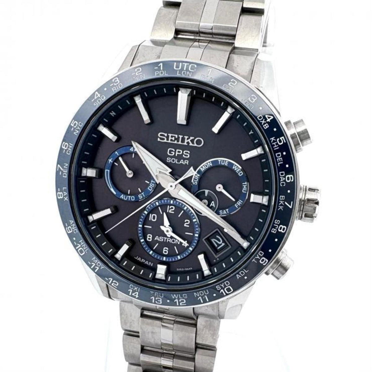 Montre Seiko Astron série 5X GPS SBXC001, cadran bleu, 42 mm