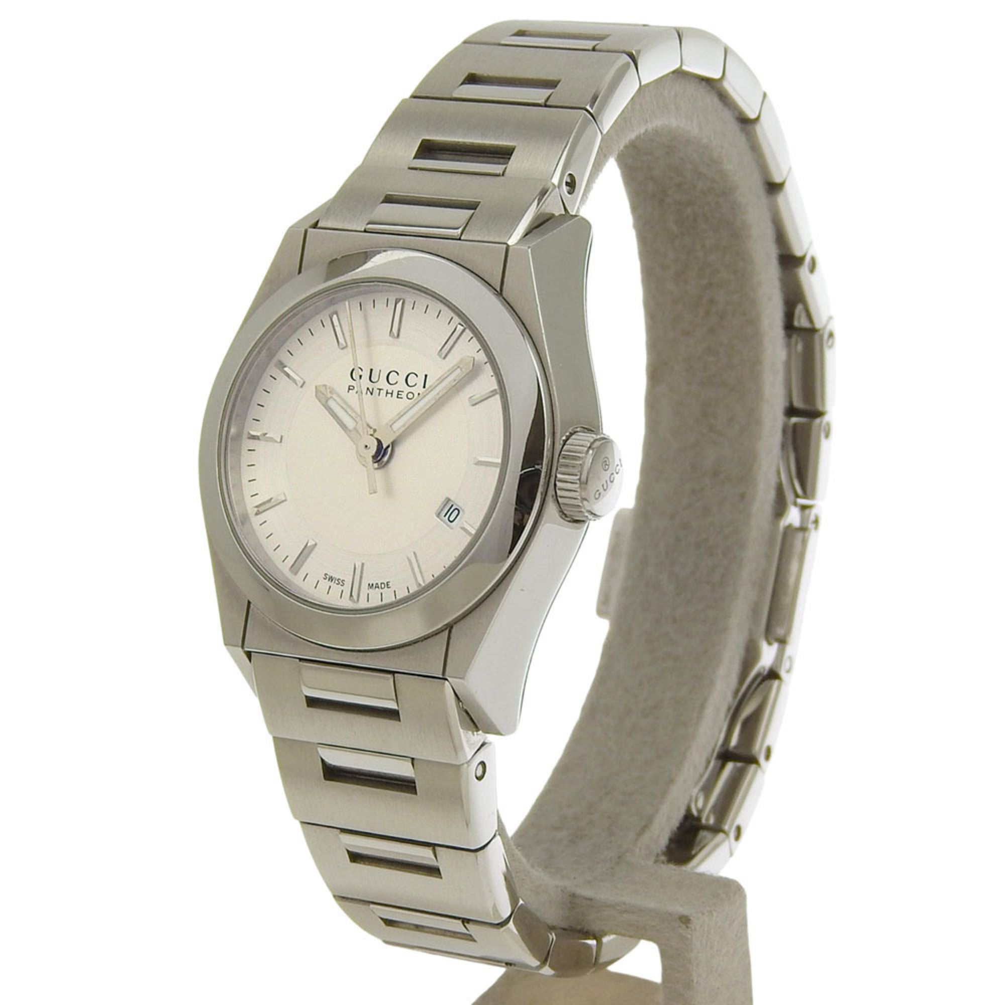 Gucci Pantheon Watch 115.5 Stainless Steel Quartz Analog Silver Dial Women's