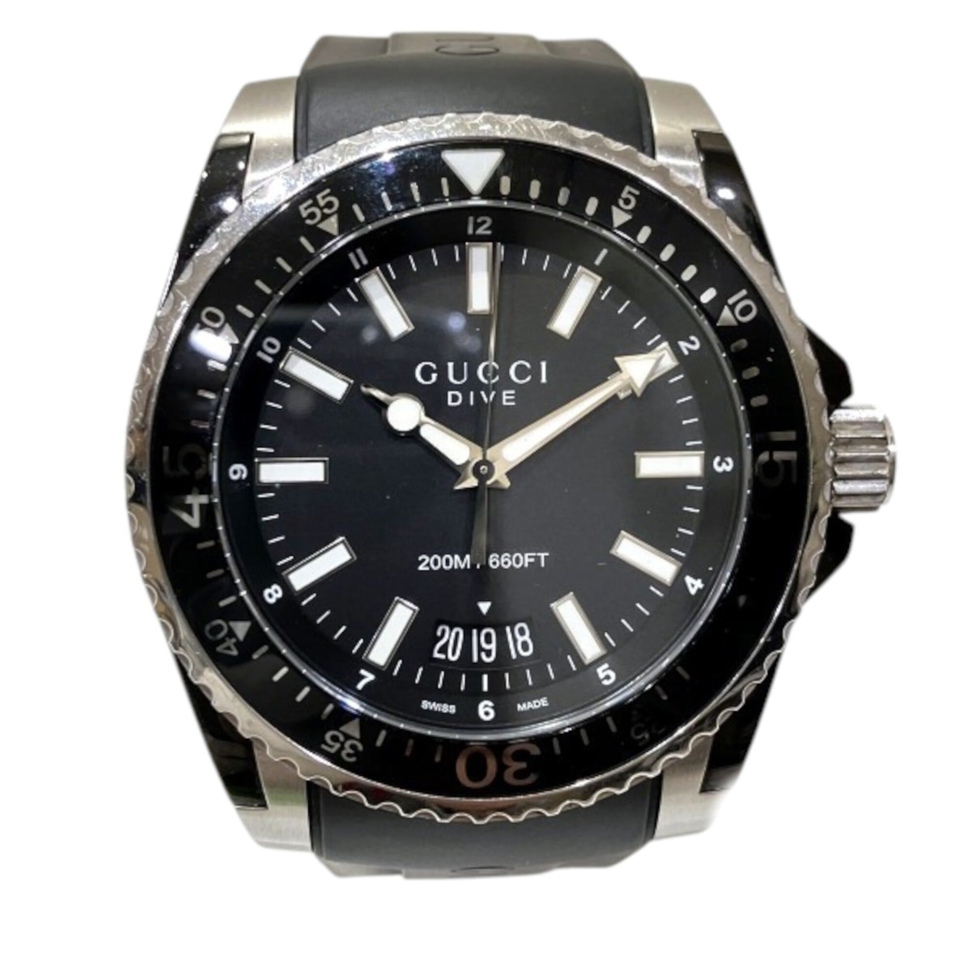 Gucci GUCCI watch, total weight 138.6g, stainless steel, rubber strap, quartz movement, black dial, 136.2 YA136204B