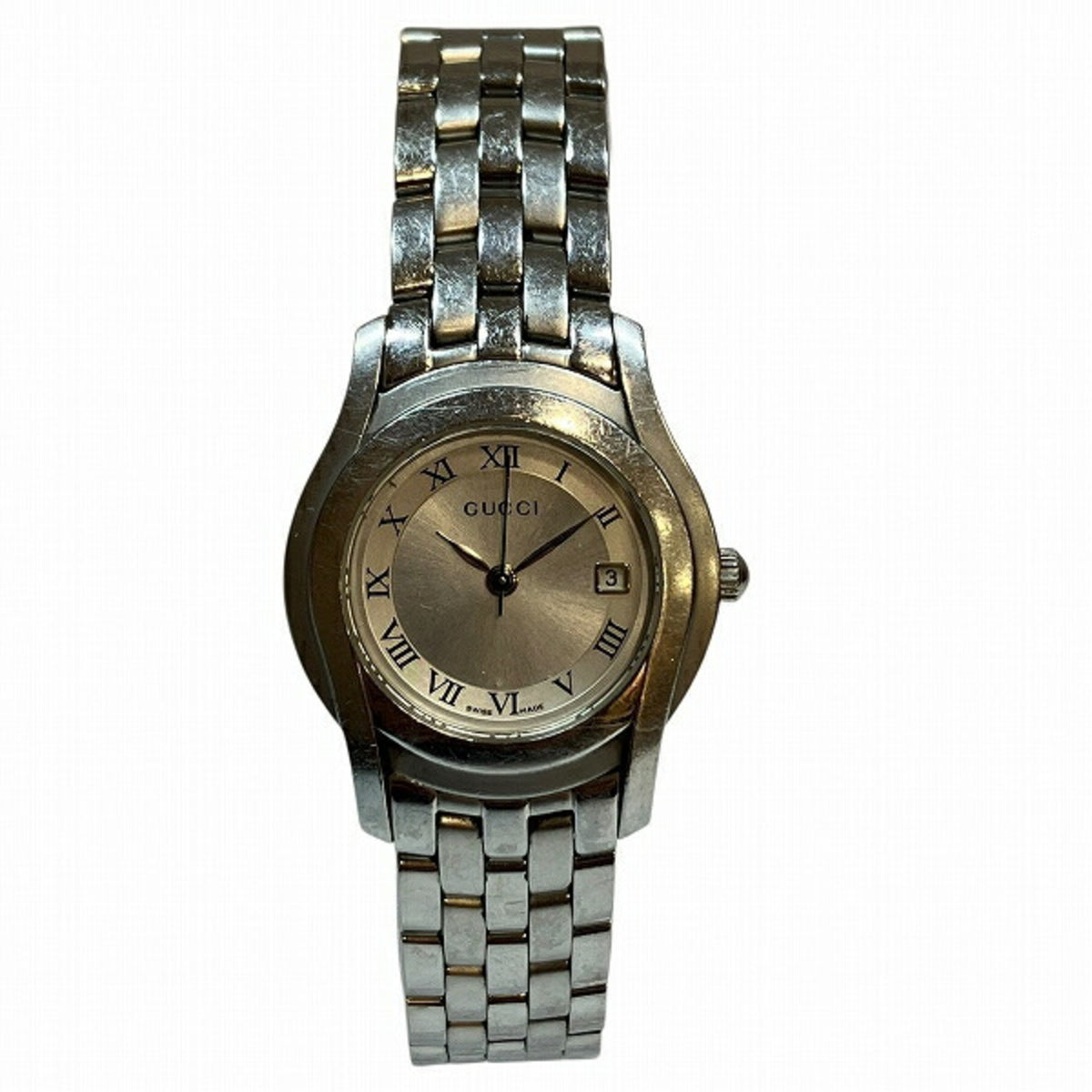 Gucci 5500L Quartz Silver Dial Date Roman Numeral Watch for Women