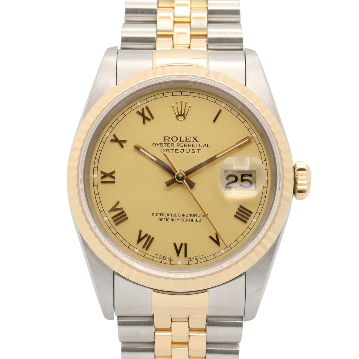 Rolex Datejust série S en or 18 carats (16233 Champagne), montre à cadran doré de 36 mm