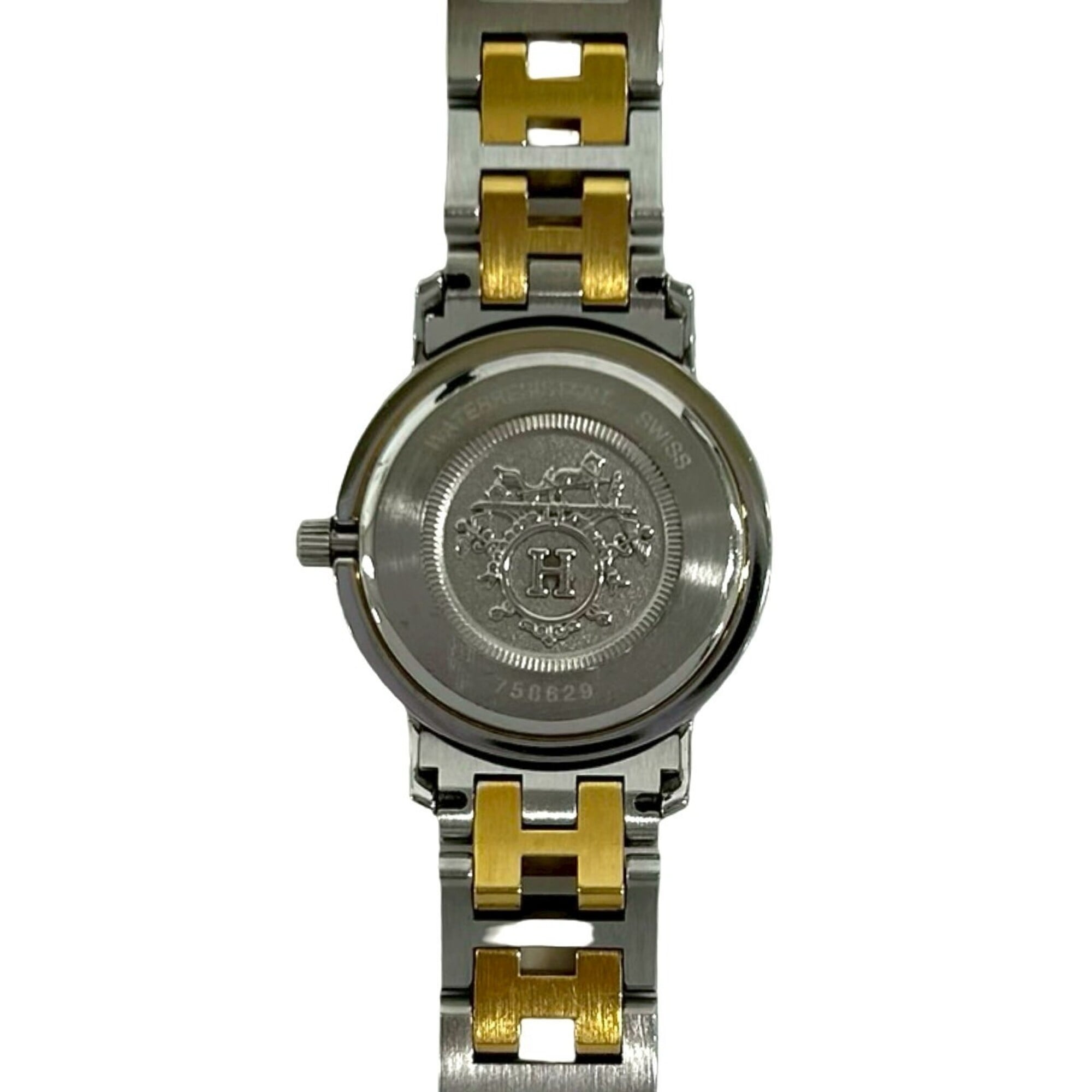 HERMES Vintage Clipper Stainless Steel GP Quartz Wristwatch, Silver/Gold, 32150