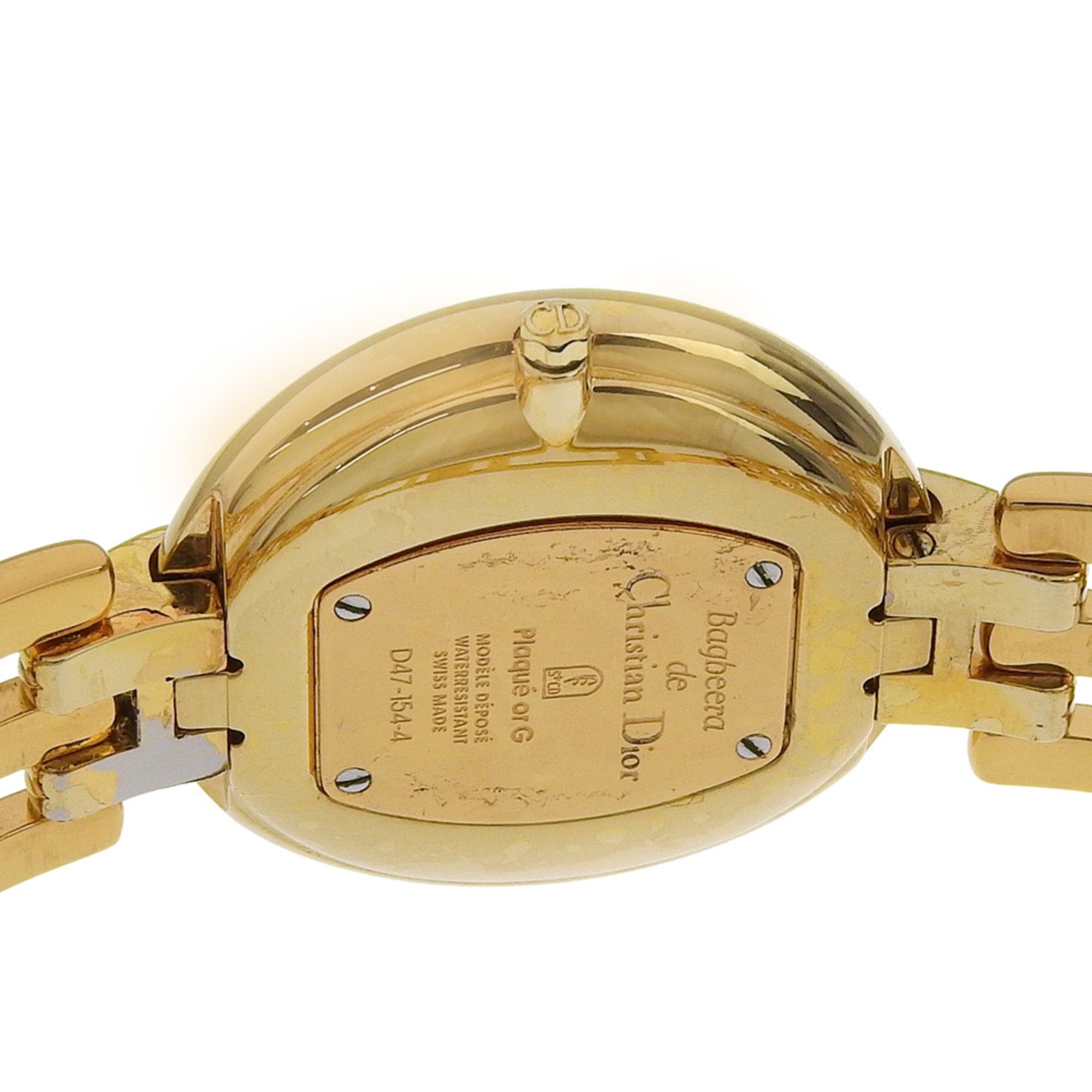 Christian Dior Bakira-horloge D47-154-4, verguld roestvrij staal met gouden quartz uurwerk, analoge wijzerplaat, zwarte wijzerplaat, damesmodel