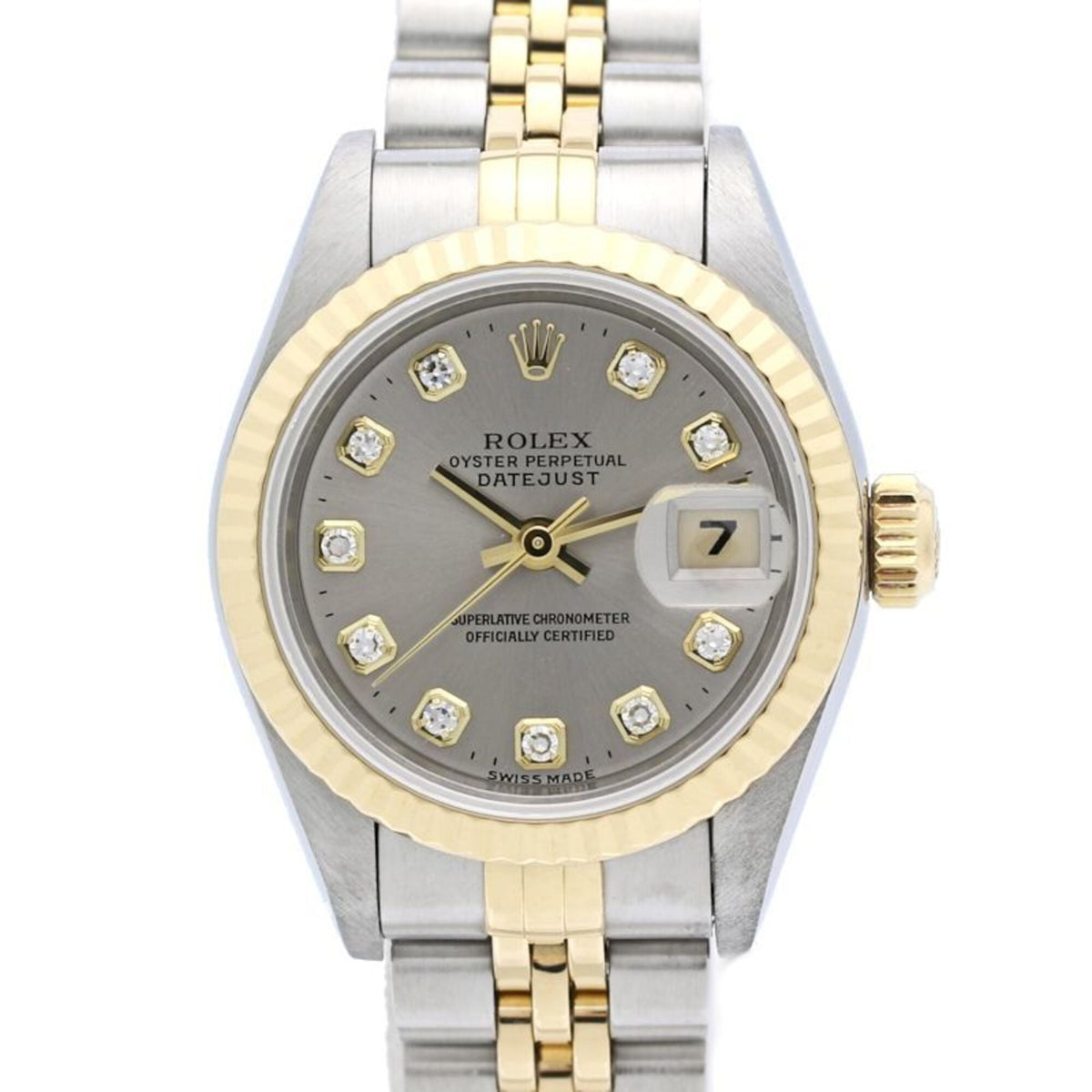 Rolex Datejust 10P Diamond 69173G Gray Dial 26mm Watch