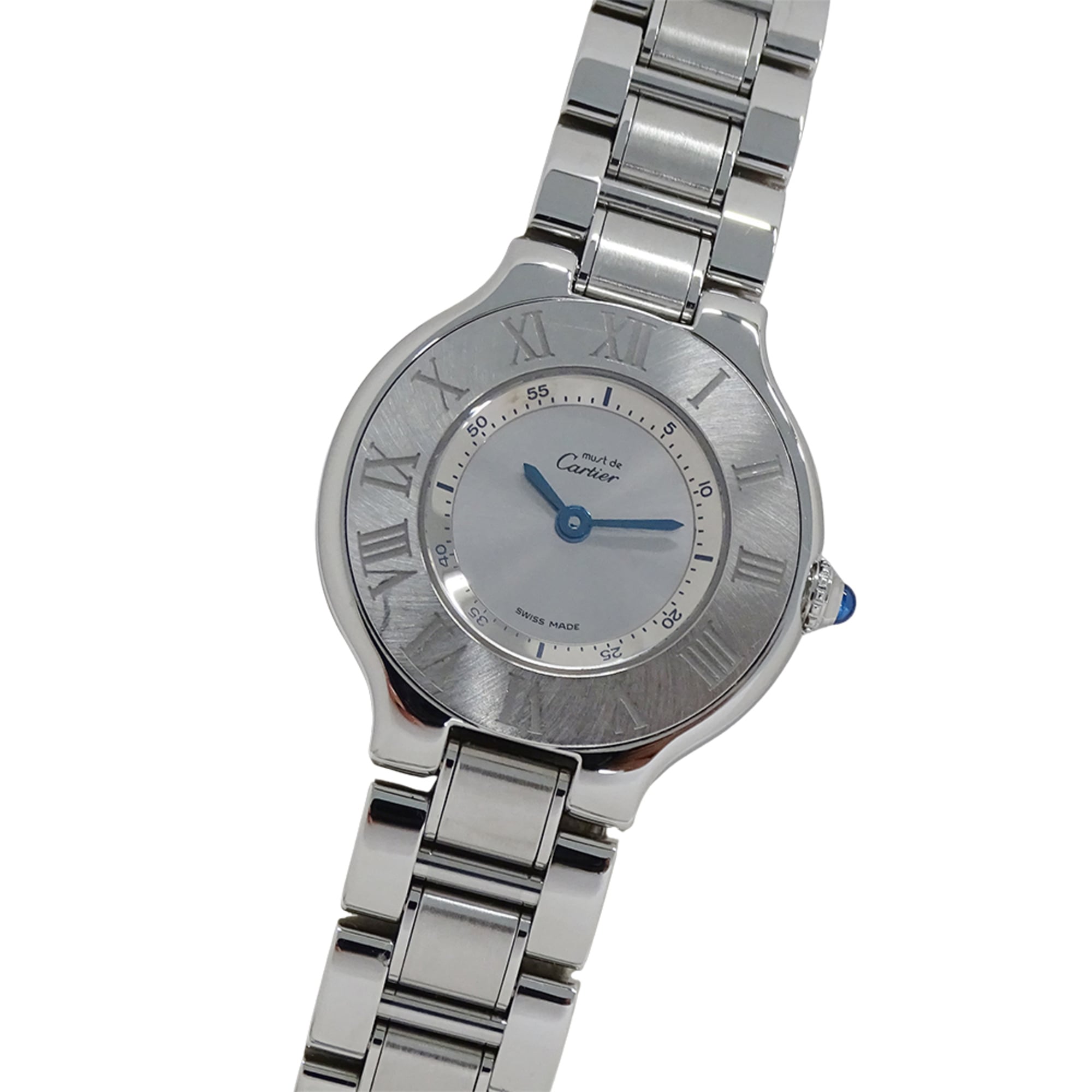 Cartier women's watch, Must 21 Vingt-et-un SM, quartz movement, stainless steel (SS), W10109T2, silver.