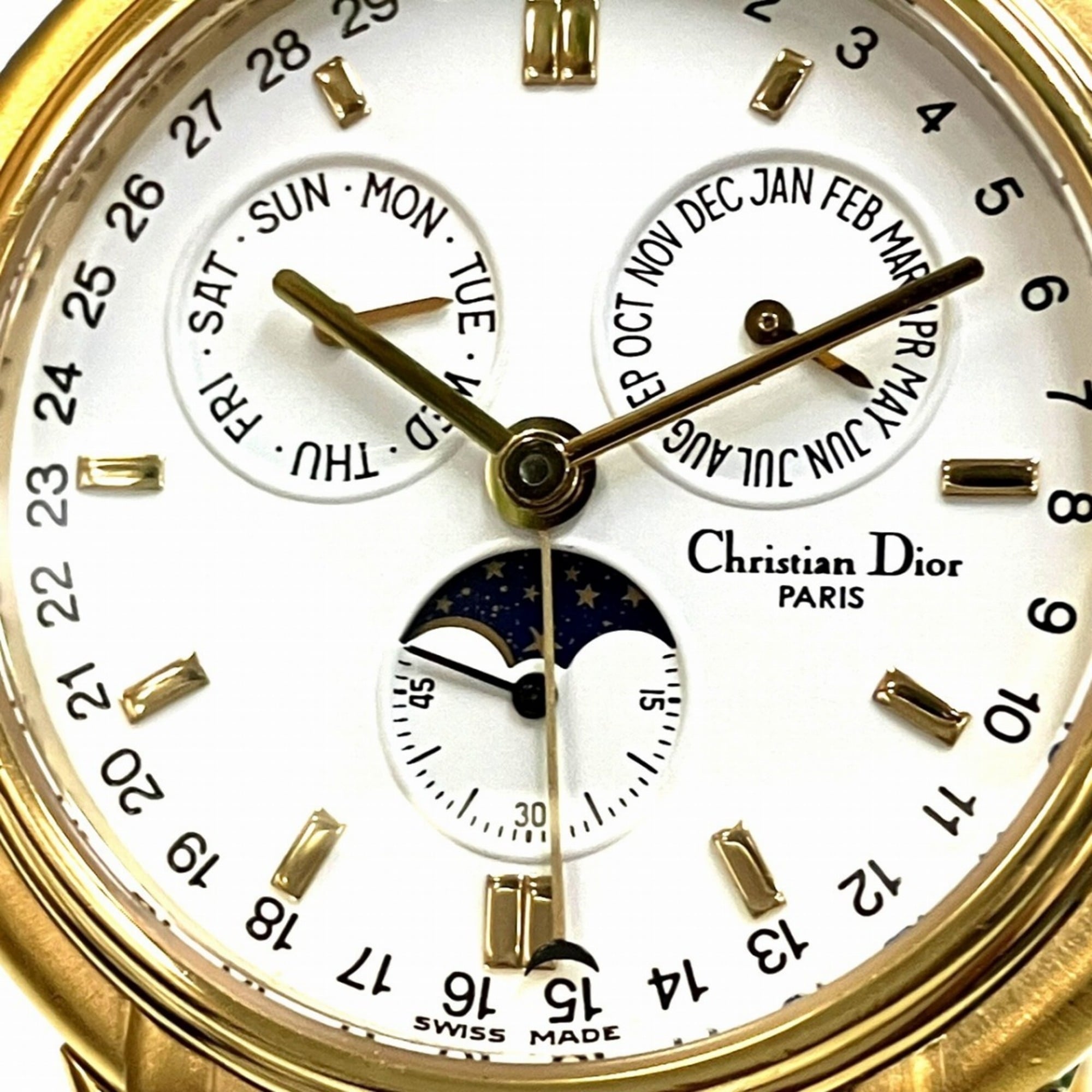 Christian Dior Moon Phase Triple Calendar Watch, Total Weight 70.6g, G