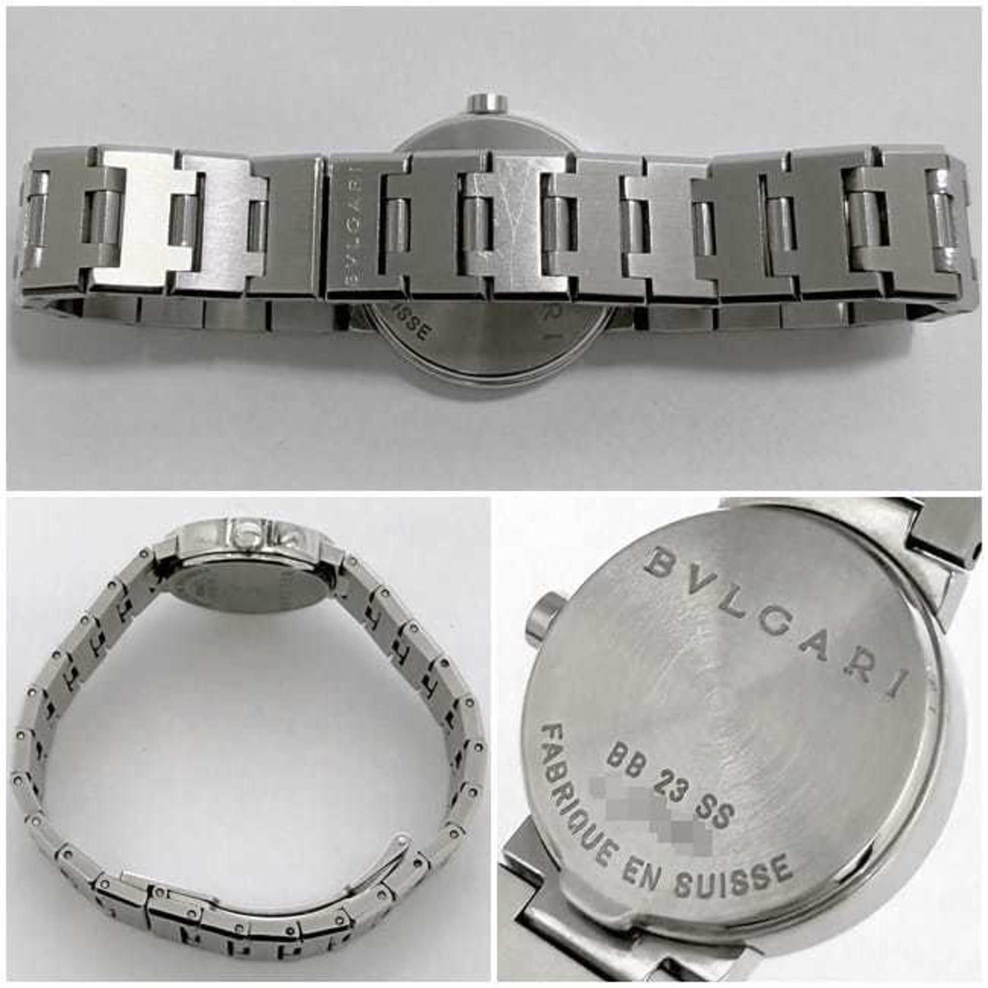 Bvlgari Uhr f-21814 SchwarzSilber BB23SS Damenuhr aus EdelstahlQuarz BVLGARI-Zifferblatt, batteriebetrieben