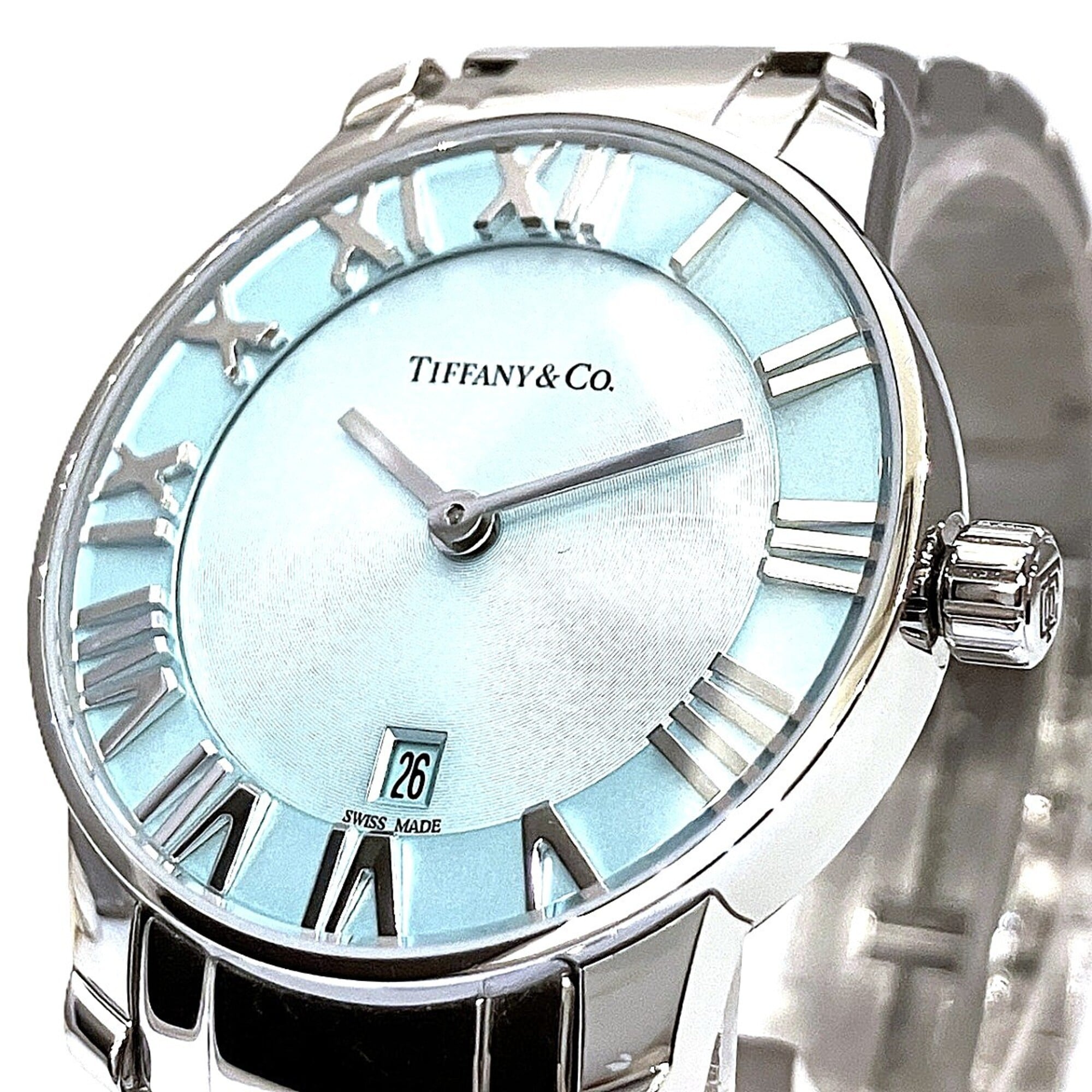 Tiffany Atlas 2-Hand Date Total Weight 58.8g 63452807 Blue Dial 29mm Watch