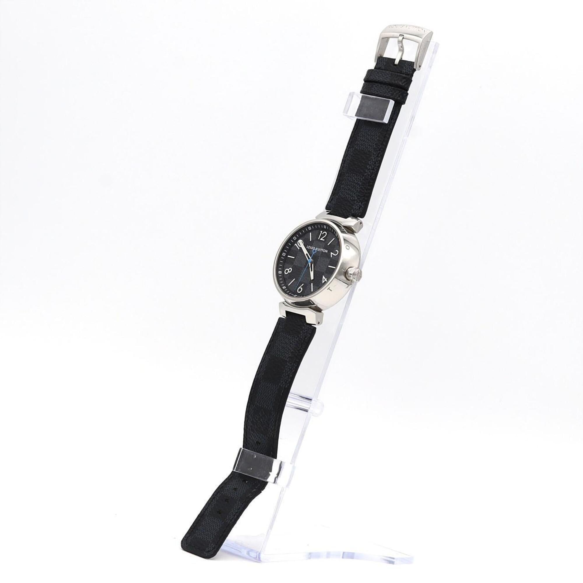 Louis Vuitton Tambour Damier Graphite QA073 SS Quartz Watch