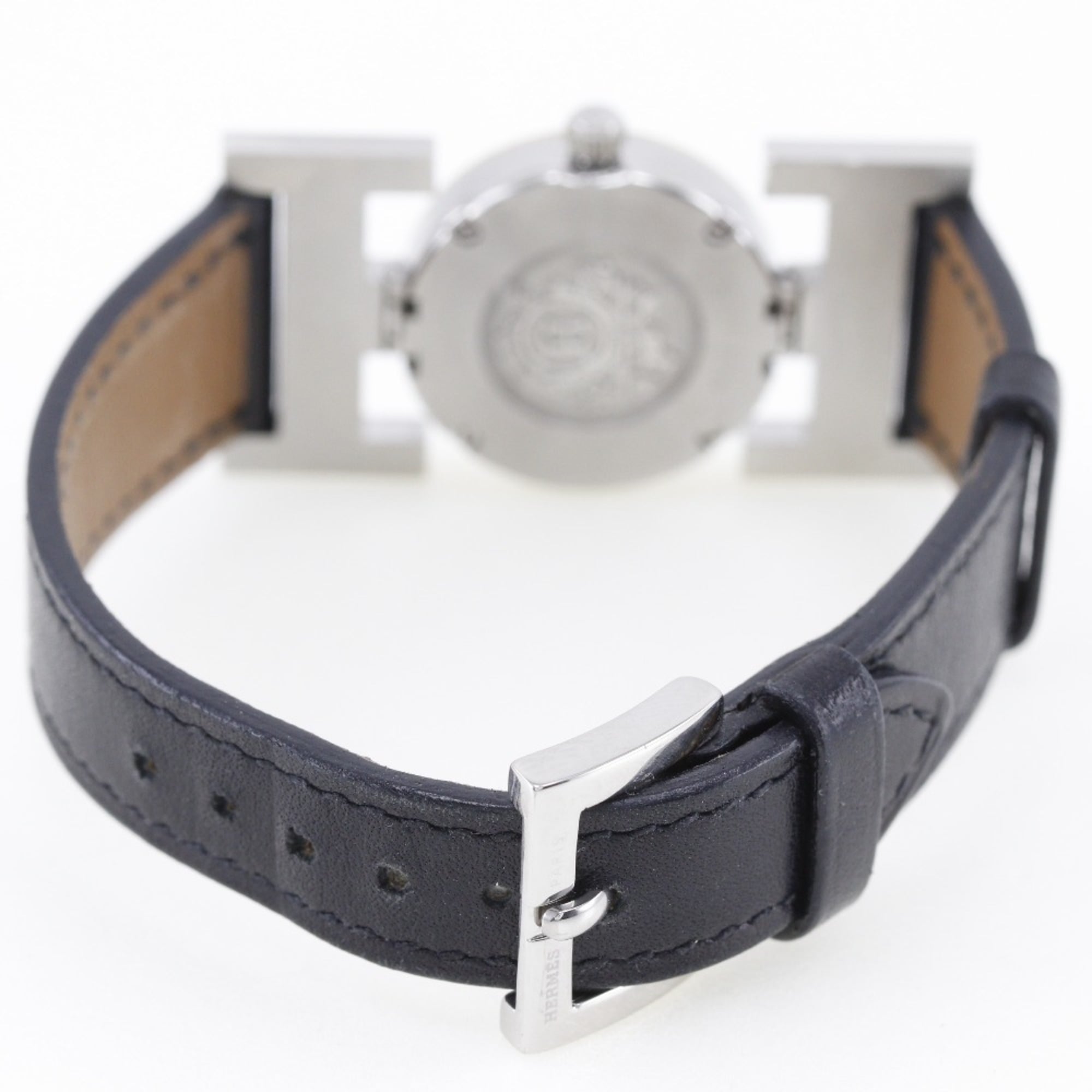 Hermes HERMES Paprika-horloge PA1.220 Roestvrij staal x leer 2002 â–¡F Kwarts Analoog display Witte wijzerplaat Dames