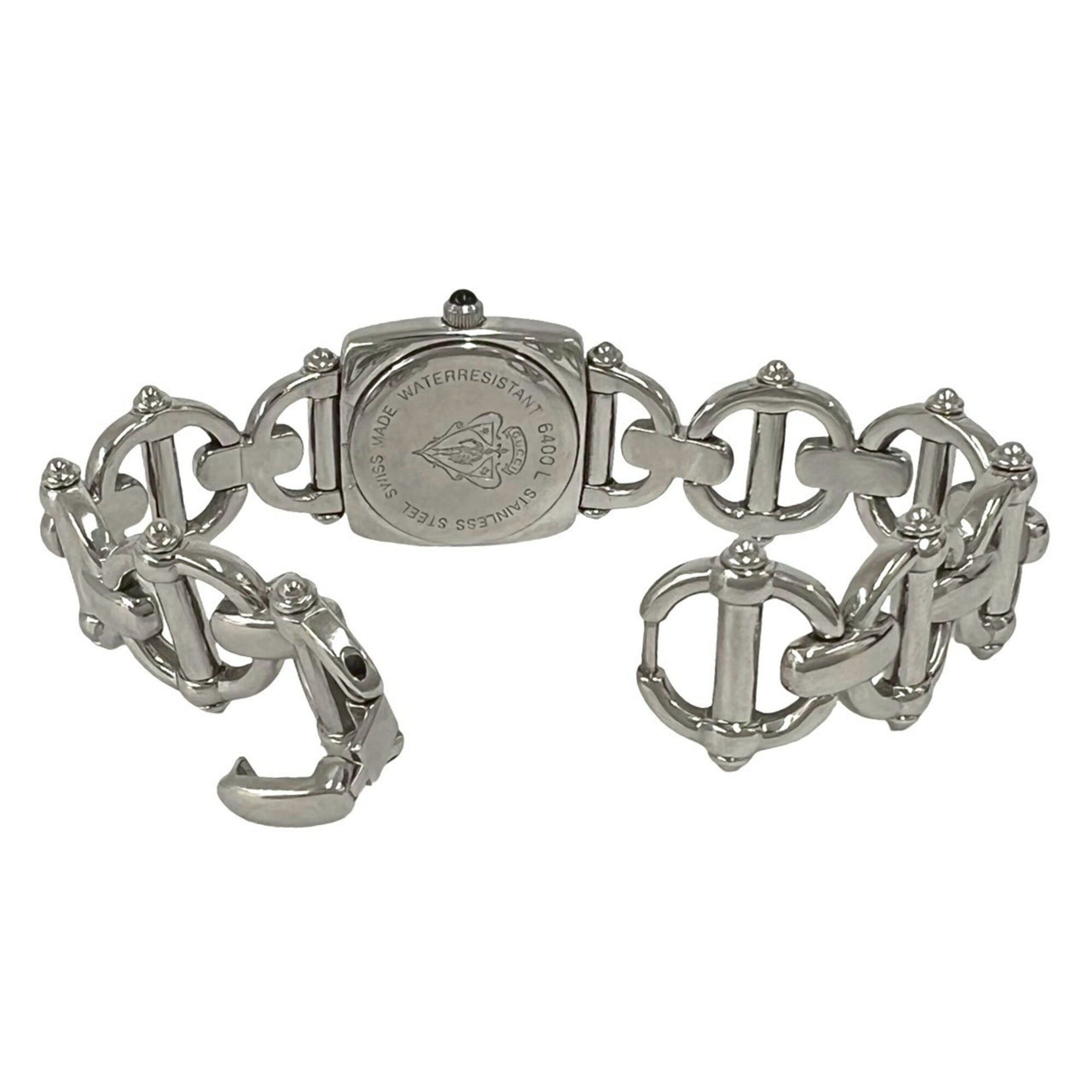GUCCI Horsebit Chain Stainless Steel Quartz Wrist Silver 37972