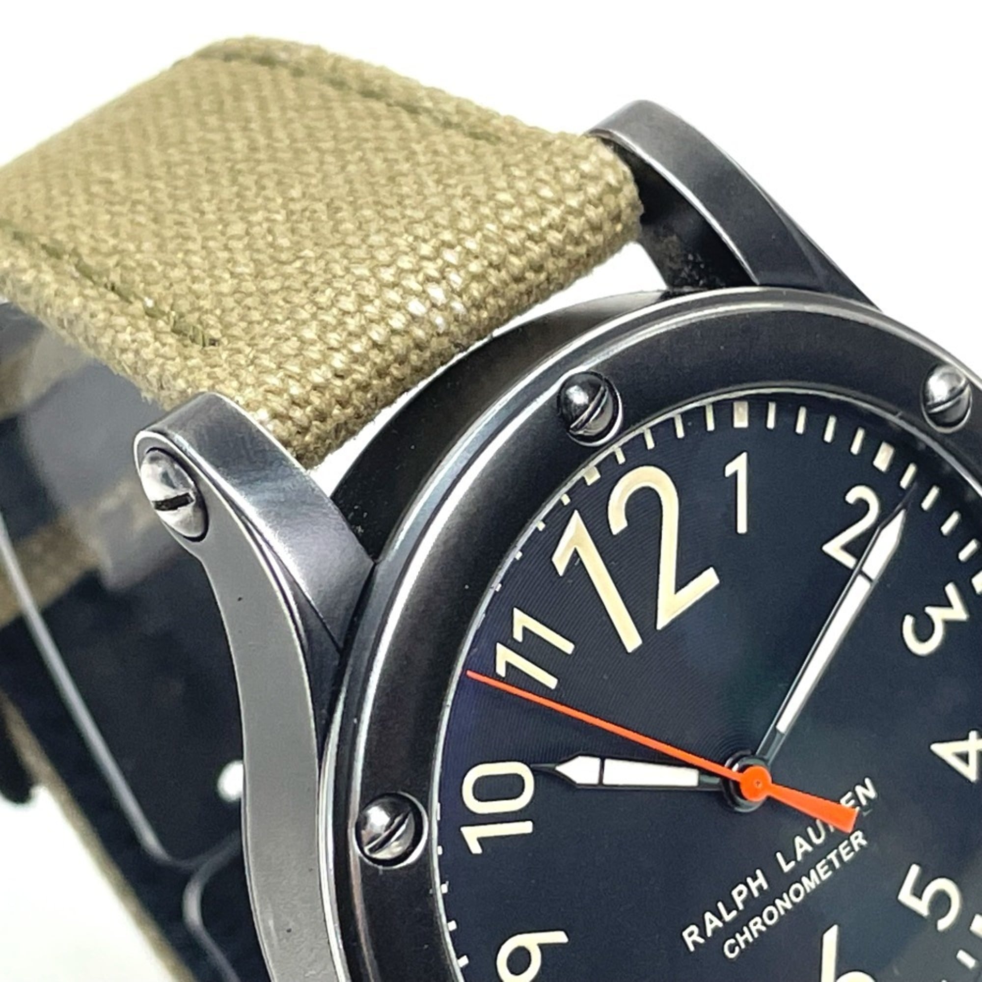 RALPH LAUREN Ralph Lauren Sporting Safari RL67 chronometerhorloge (RL0220900) met roestvrijstalen canvasband, zwart/kaki