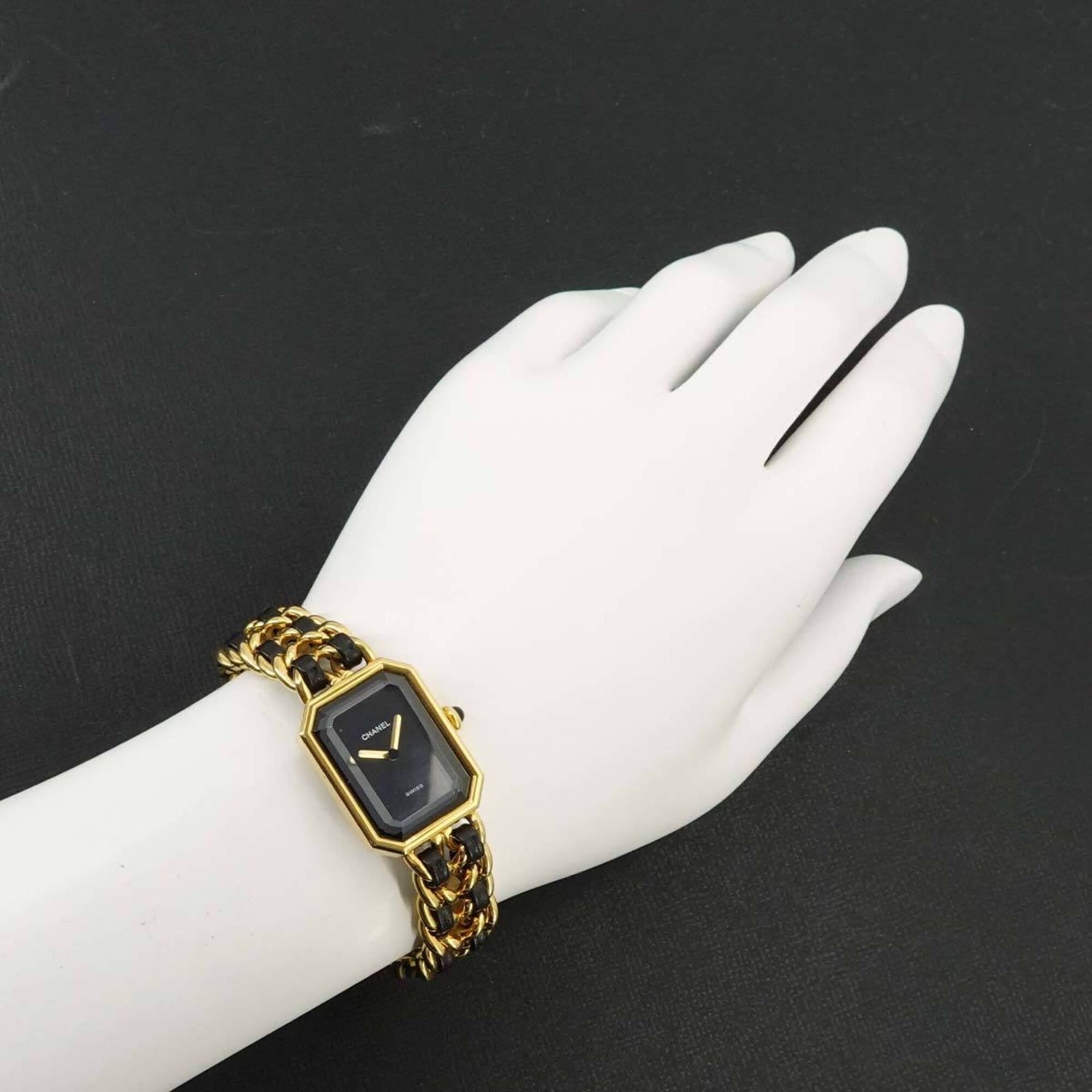 Chanel Premiere Large Size H0001 Women's Watch Black Gold Quartz