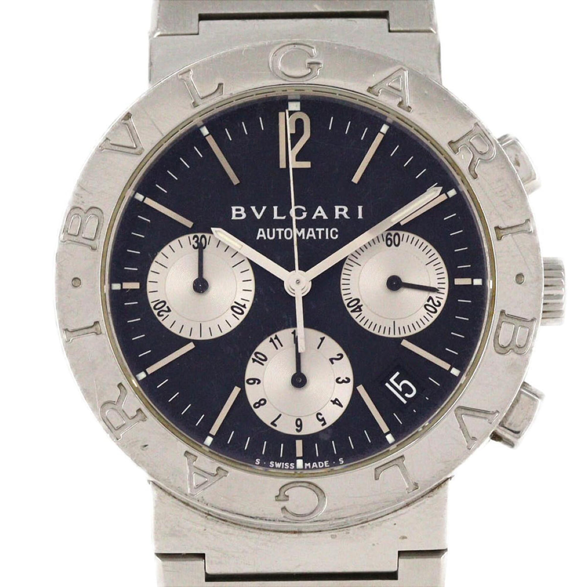 Bvlgari Bulgari Chronograph BB38SSCH/BB38SSDCH/AT Schwarz Zifferblatt 38 mm Uhr