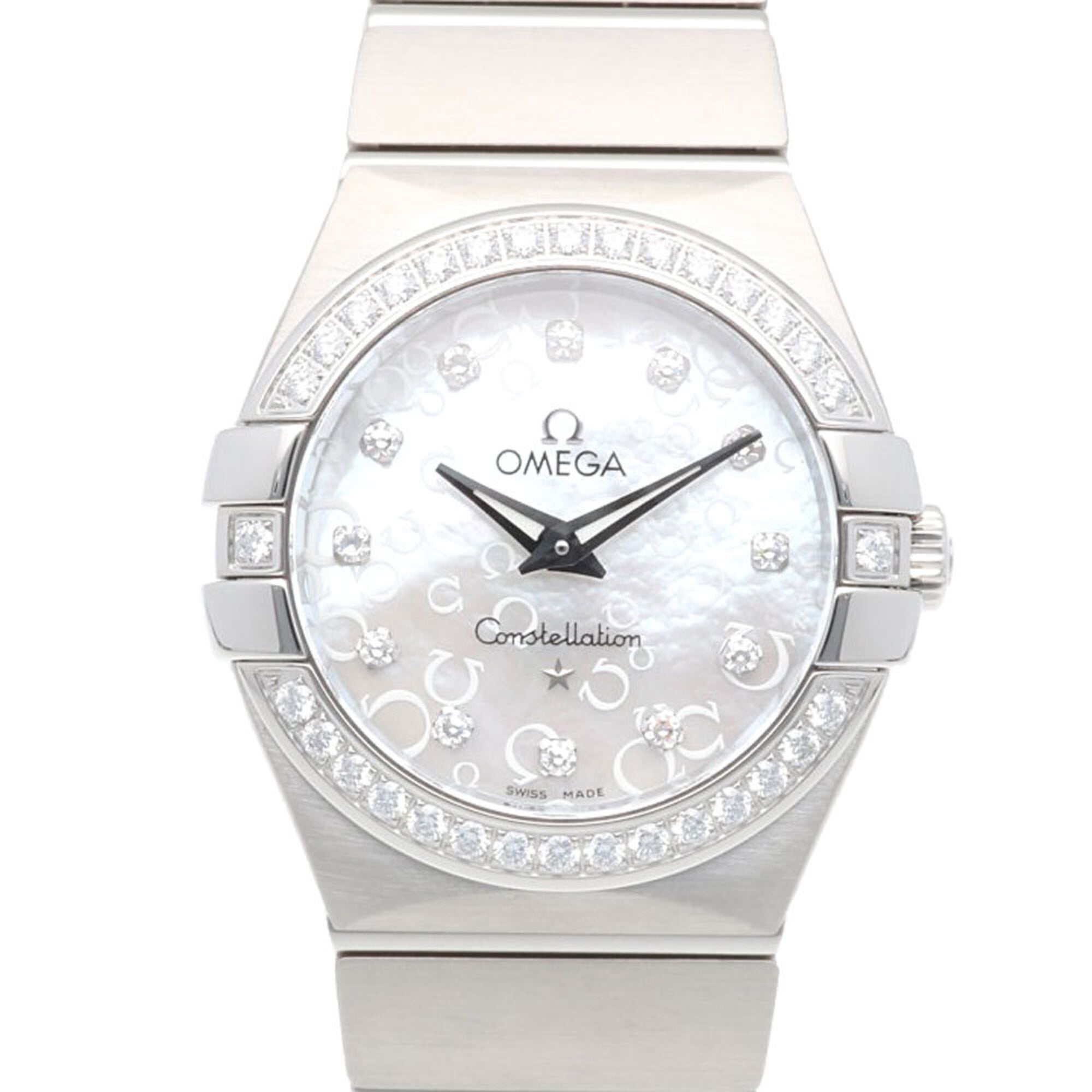 Omega Constellation Watch, Stainless Steel, 12315276055005, Quartz, Polished, 92622XXX, Ladies, OMEGA, Mother-of-Pearl Bezel, Diamond 12P Diamonds