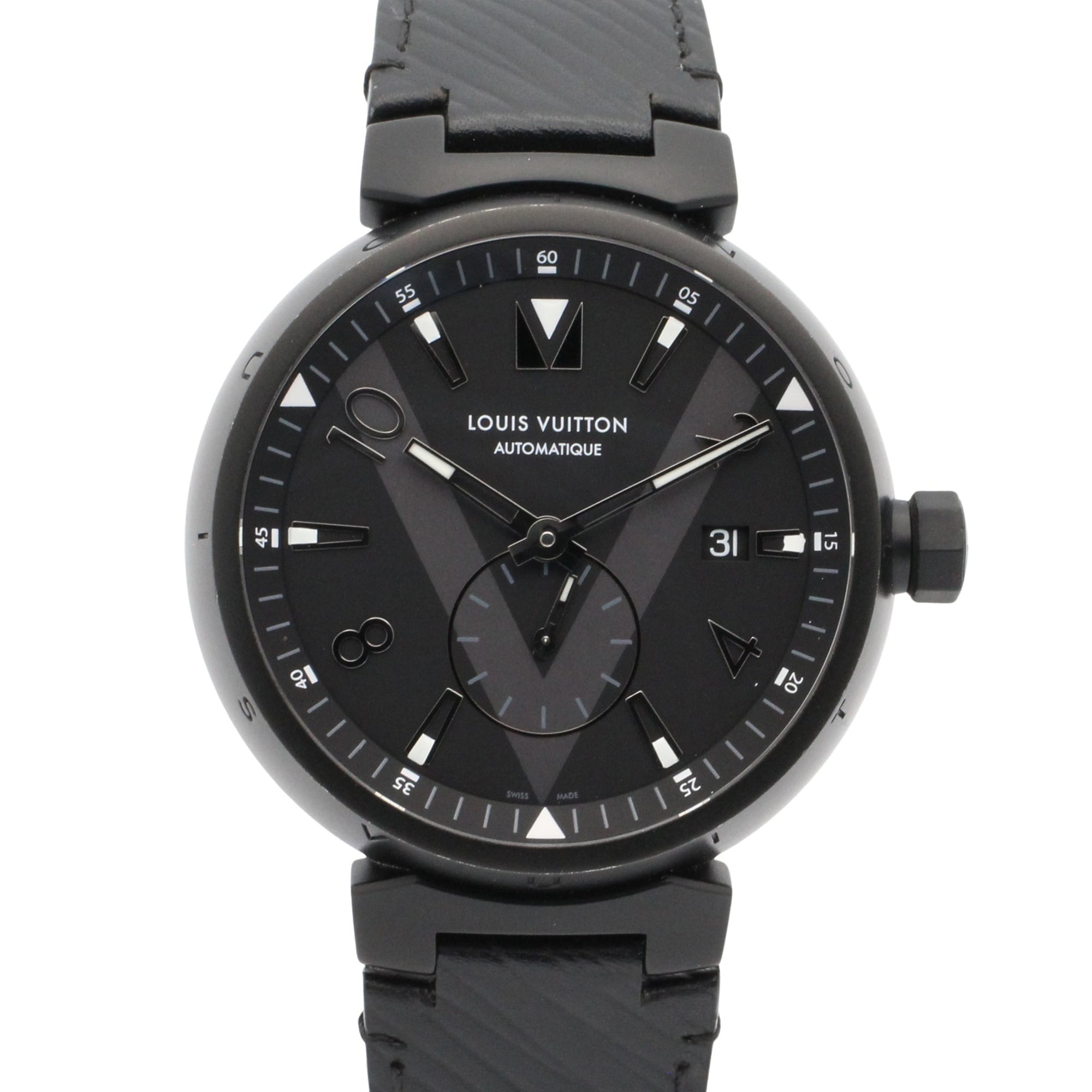 Louis Vuitton Tambour Q1D22 Black Dial Stainless steel 41mm Watch