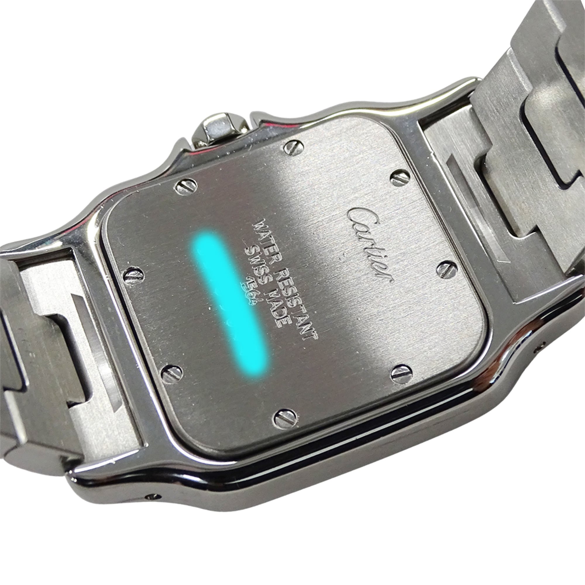 Cartier herenhorloge, Santos Galbee LM, datum, quartz uurwerk, roestvrij staal (SS), W20018D6, zilver/ivoor.