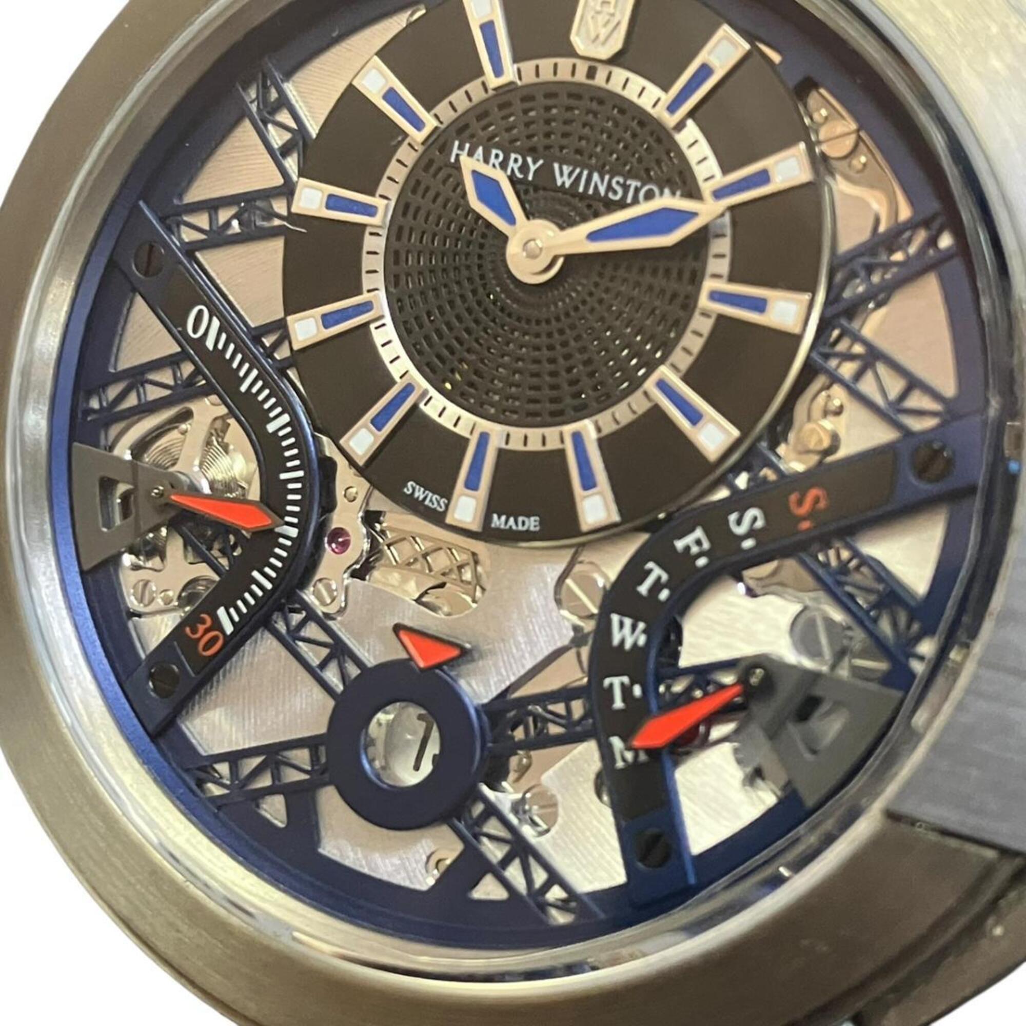Harry Winston Ocean Project Z10, Limited Edition of 300 Pieces Worldwide, Total Weight 99.8g, Genuine Leather Strap, Automatic Movement, Silver Dial, OCEABI42ZZ001