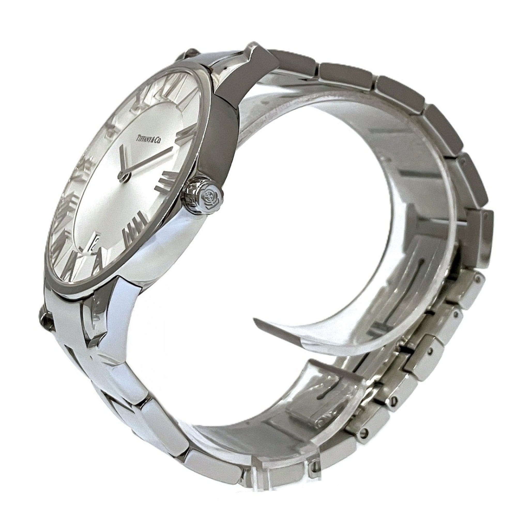 Tiffany & Co. Atlas Dome Z1800.11.10A21A00A horloge met witte wijzerplaat, 37 mm