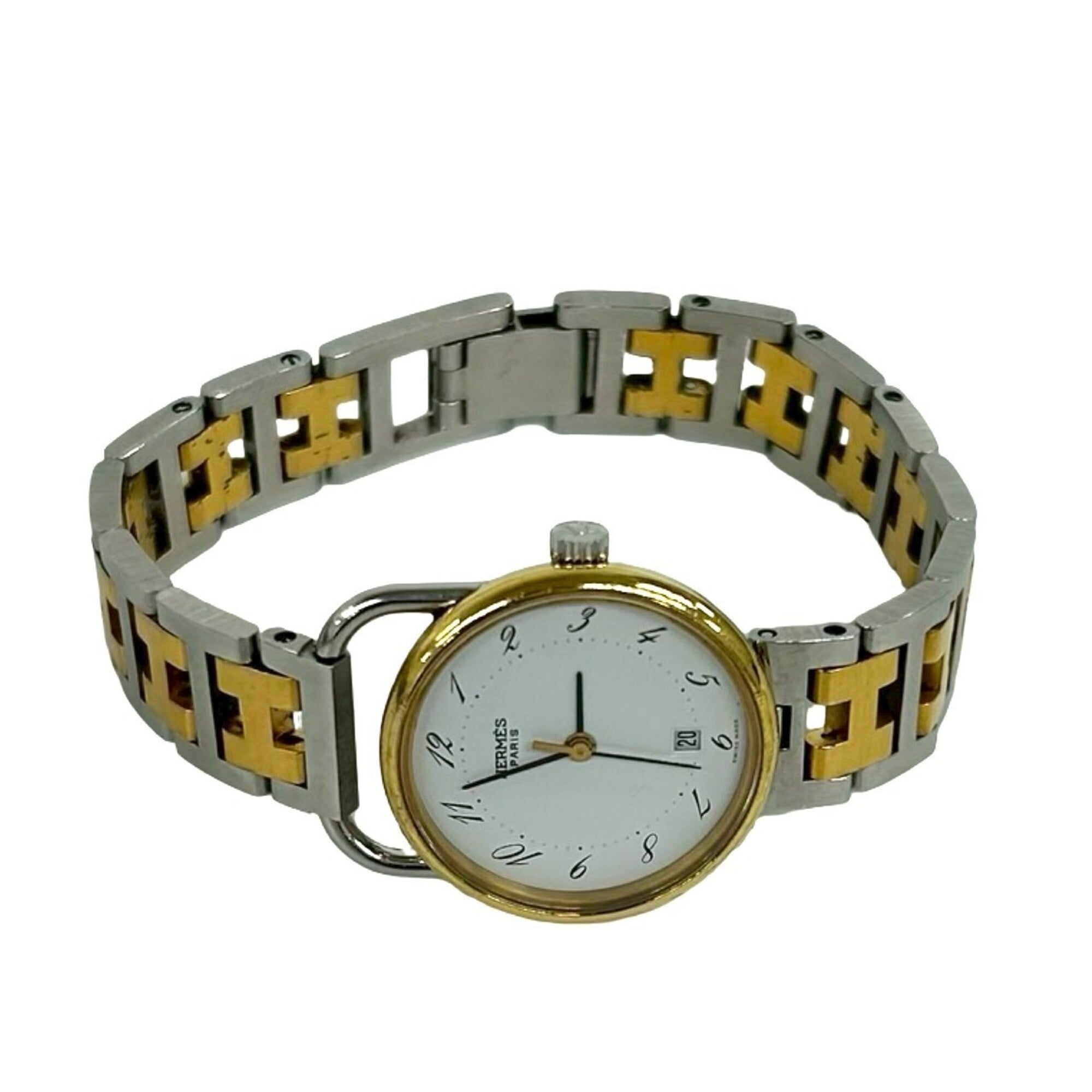 HERMES Vintage Profile GP Stainless Steel Quartz Gold 32947