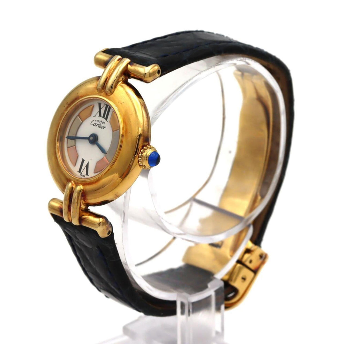 Cartier Must Colisée SM W1006654 gouden horloge met witte wijzerplaat, 24 mm