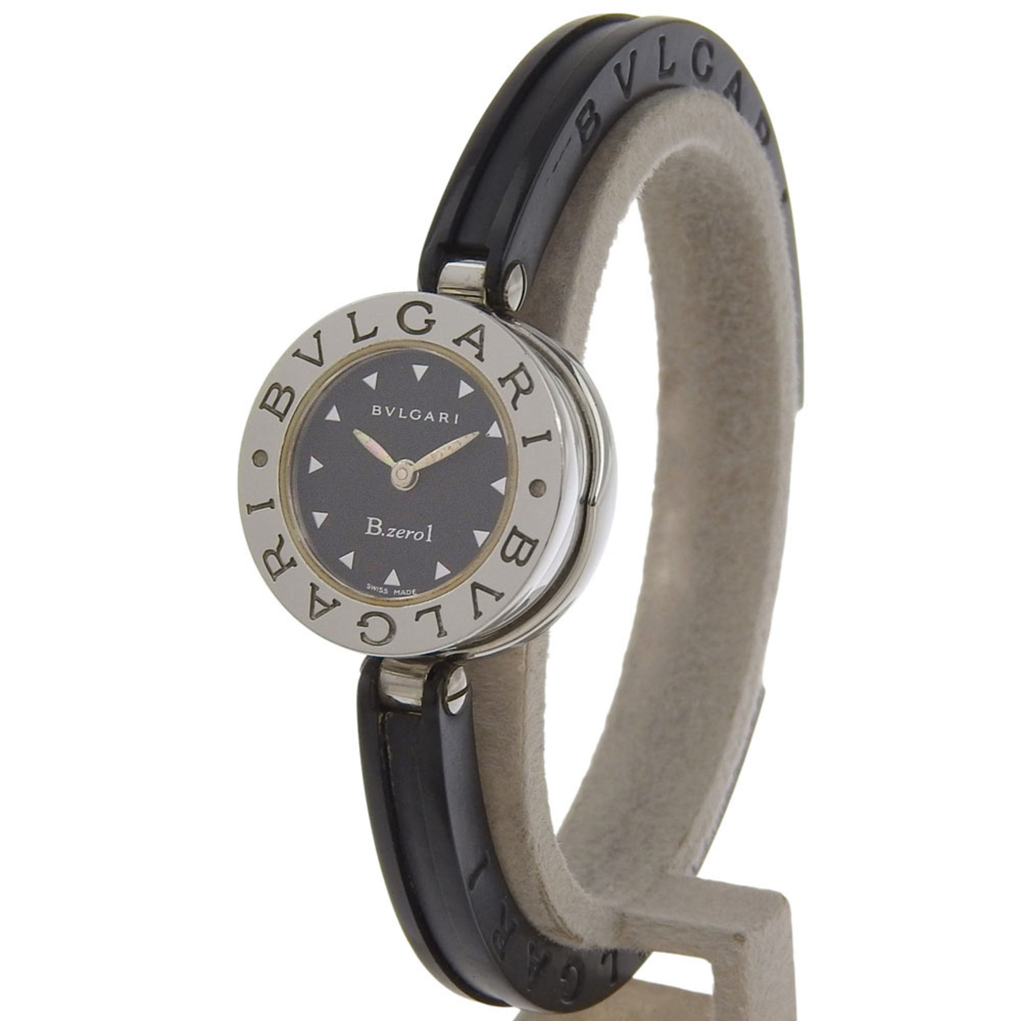 BVLGARI Bzero1 BZ22S Women's Watch with Stainless Steel and Rubber Quartz Movement, Analog Display, Black Dial