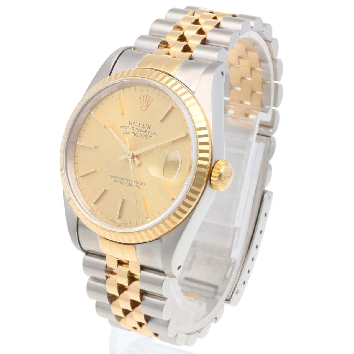 Rolex Datejust Oyster Perpetual 16233 Gold Dial 36mm Watch