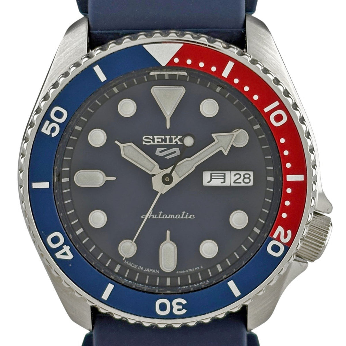 Seiko 5 Sports Pepsi-Lünette 4R36-07G0, marineblaues Zifferblatt, 42 mm Uhr