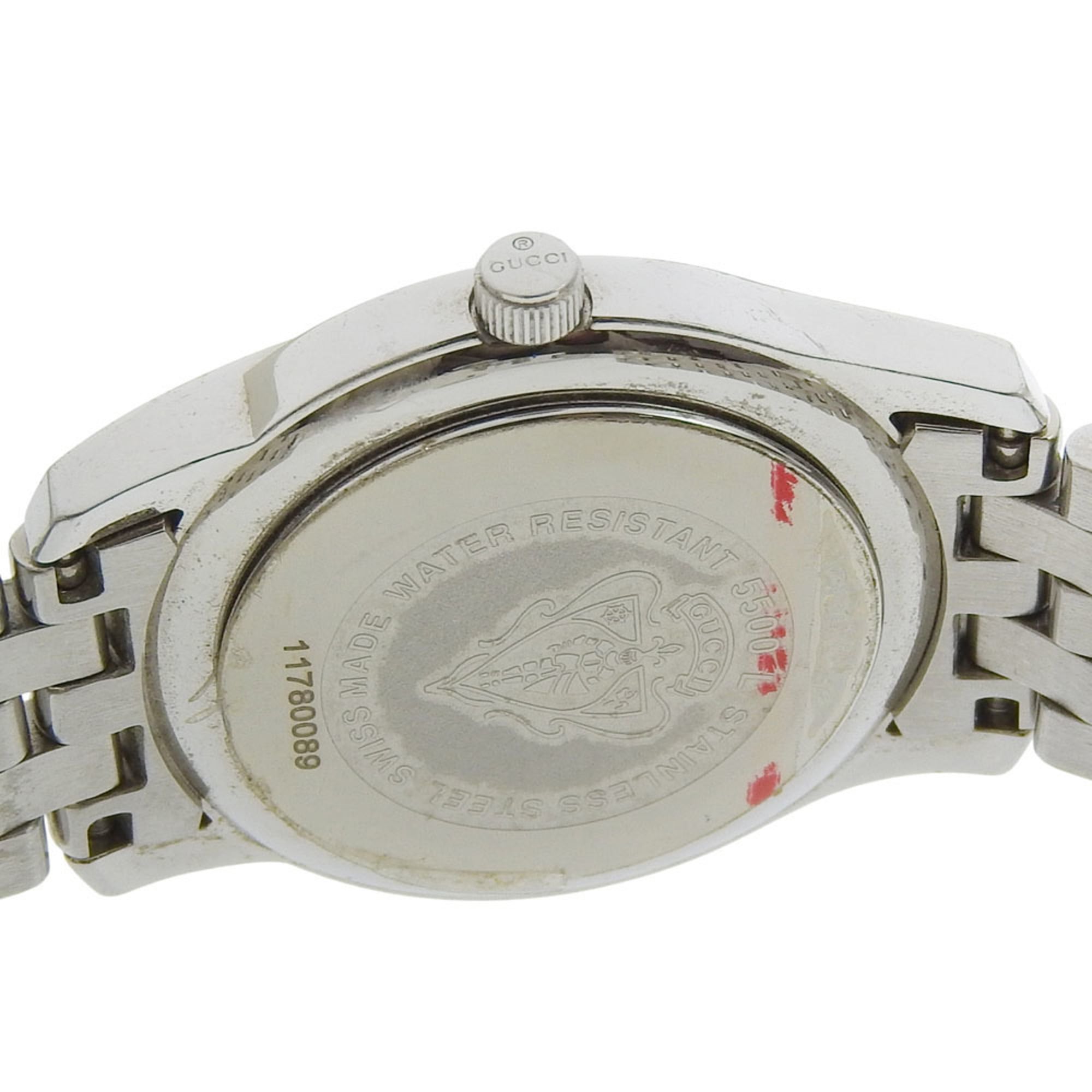 Gucci 5500L roestvrijstalen analoog quartzhorloge met witte parelmoeren wijzerplaat voor dames