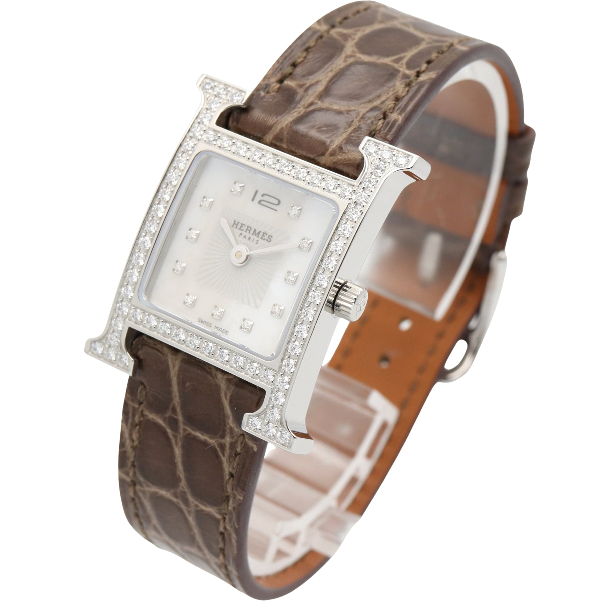 Hermes H- HH1.230 White shell Dial 21mm Watch