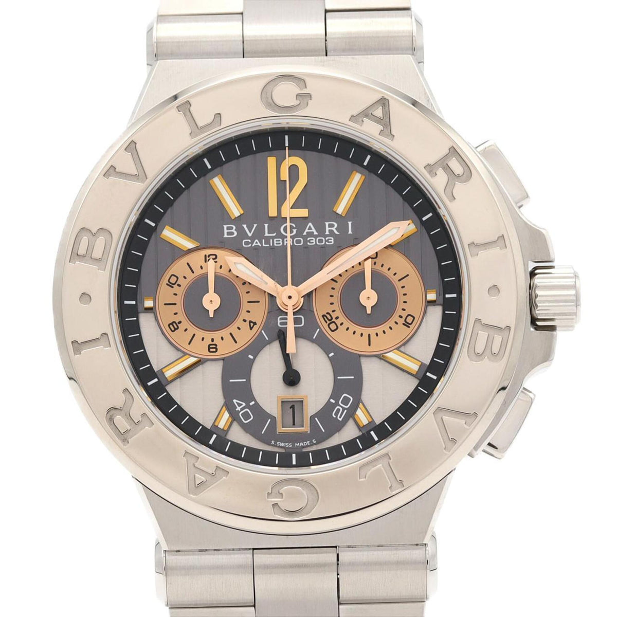Bvlgari Bulgari Diagono Calibro 303 DG42SWGCH/DG42C14SWGSDCH Gray Dial 42mm Watch