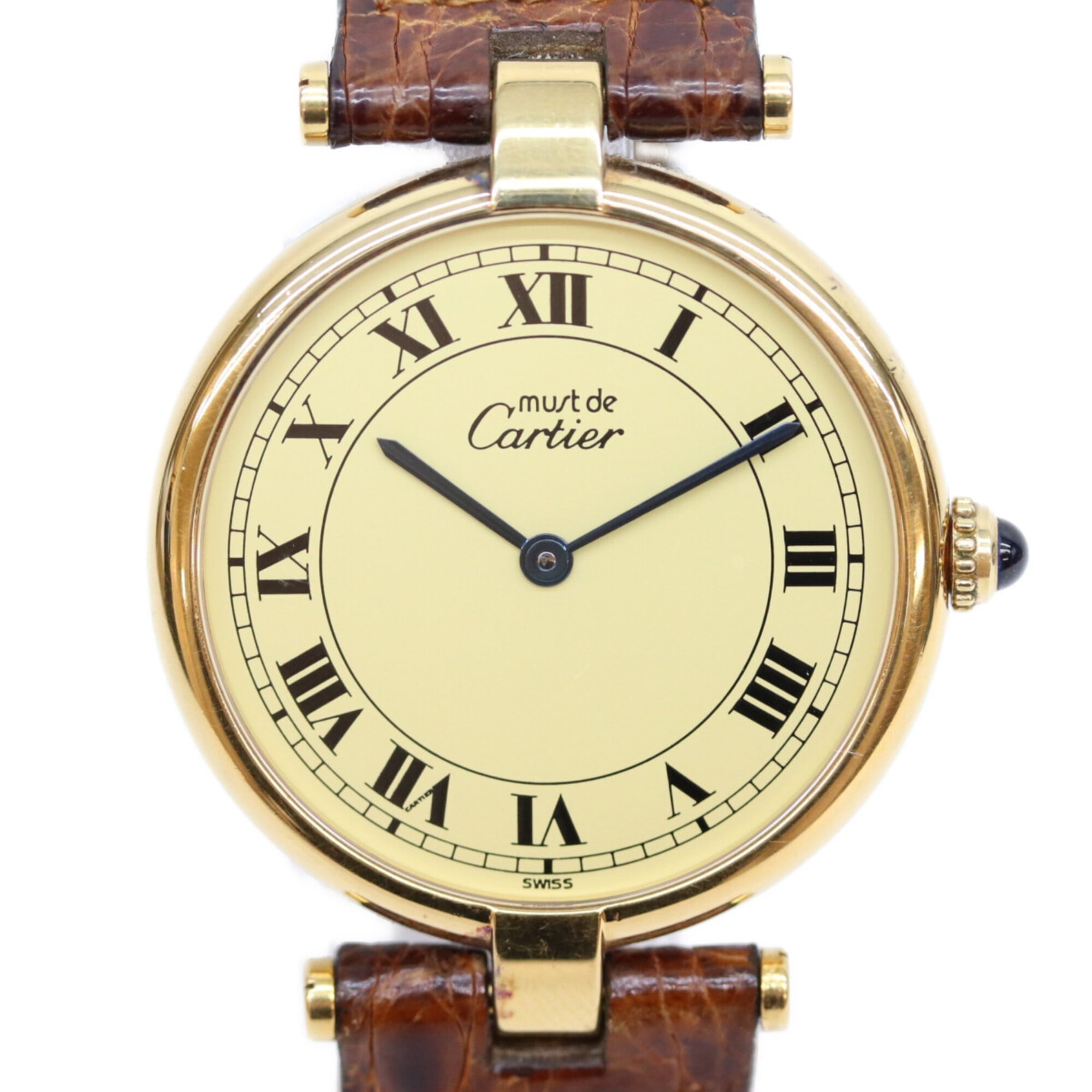 Cartier 90s 925 Must VendÃ´me Vermeil LM Quartz Gold with Ivory Dial Ladies