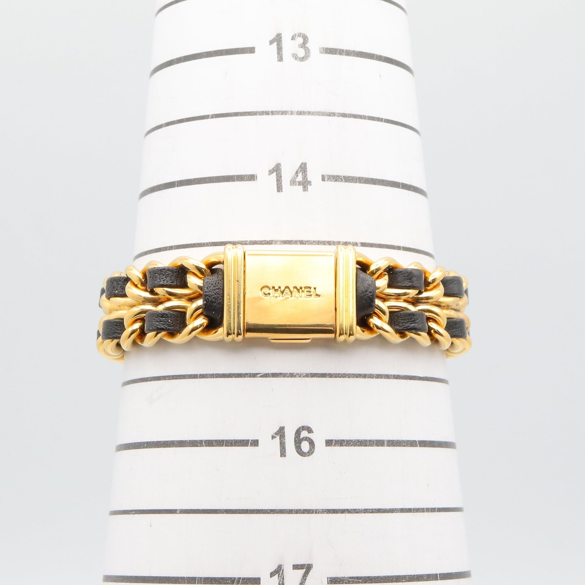Chanel CHANEL Première M-horloge, verguld leer, dames, zwart, H0001