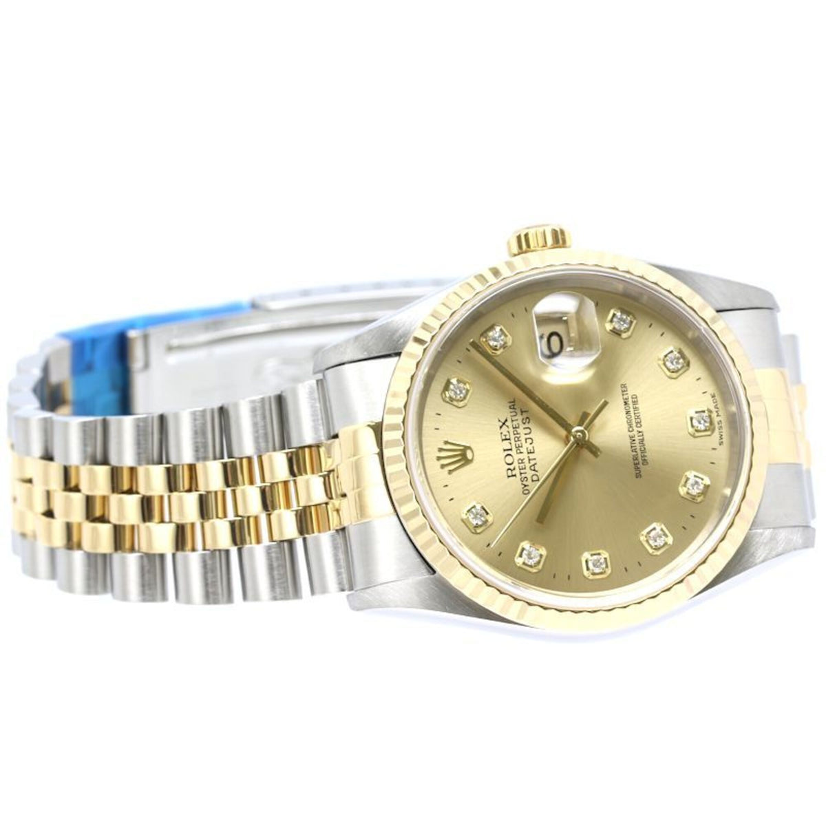Rolex Datejust 10P Diamond 16233G met champagnekleurige wijzerplaat, 36 mm