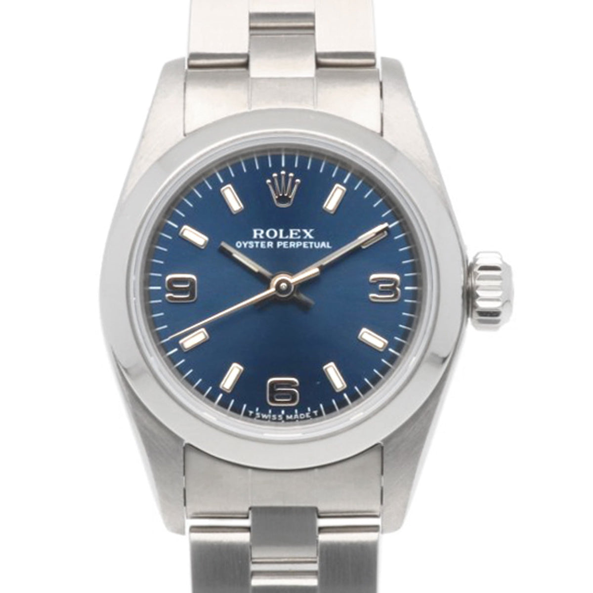 Montre Rolex Oyster Perpetual 67180, cadran bleu, 24 mm