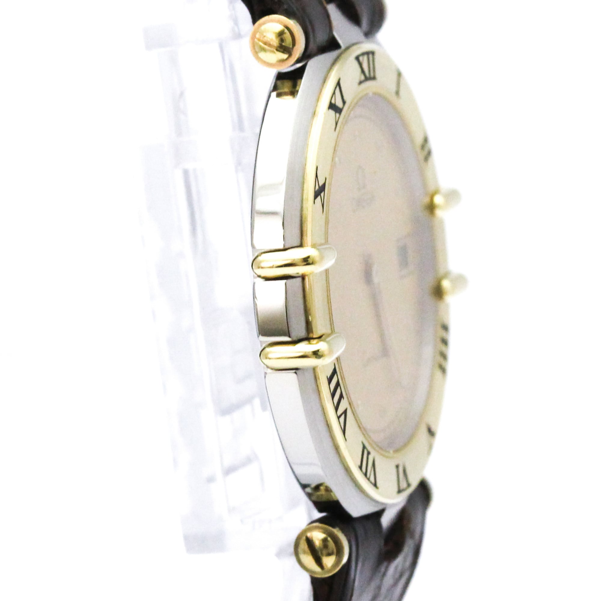 OMEGA Constellation Date 18K Gold Steel Mens Watch 196.0360 Polished