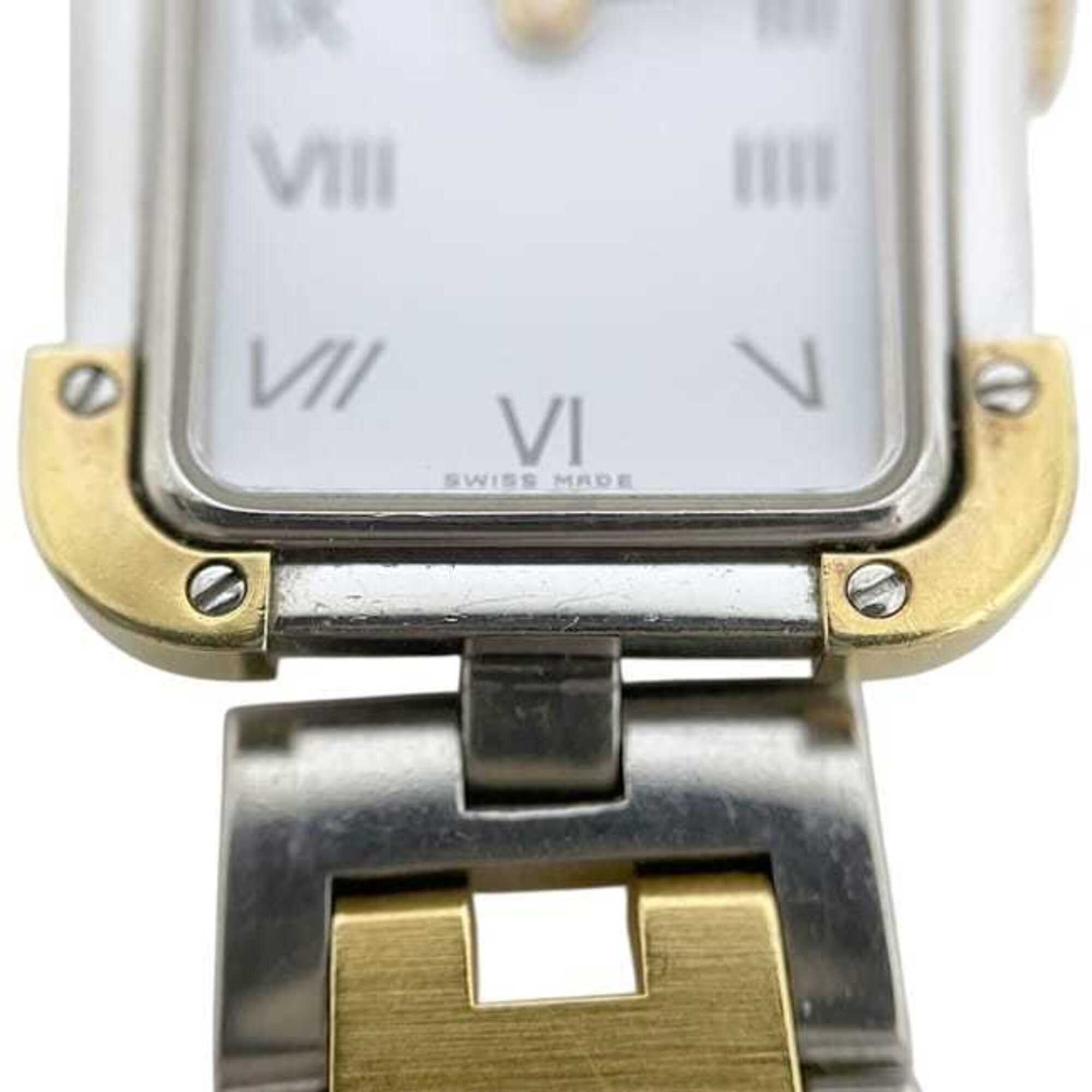 Montre Hermès, modèle Croisière, Blanc, Argent, Or, référence CR1.240, à piles, en acier inoxydable, mouvement Quartz.