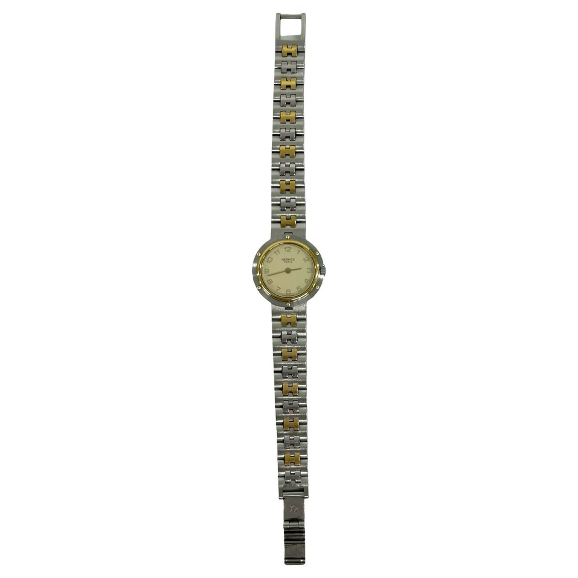 HERMES Vintage Clipper Stainless Steel GP Quartz Silver 32954