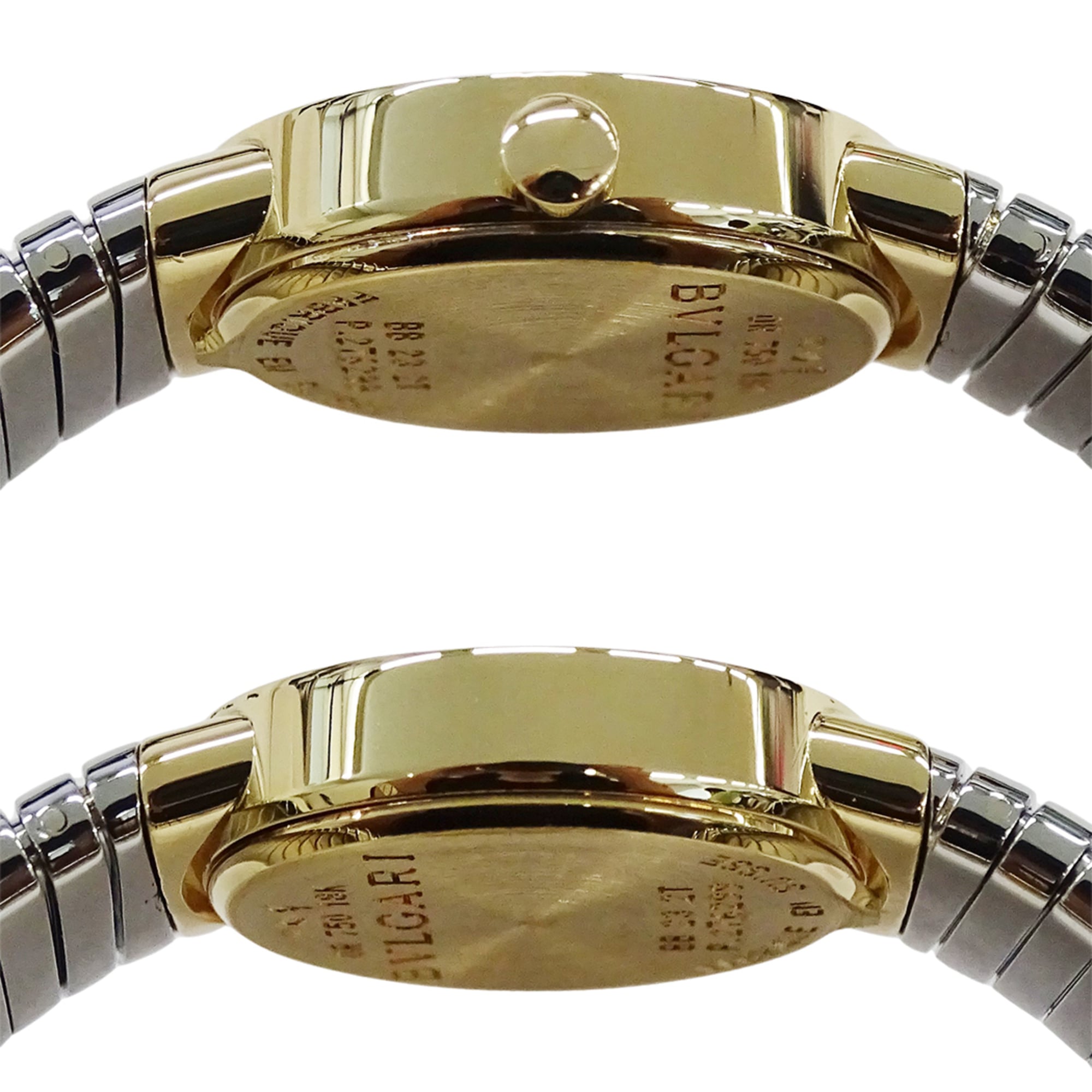 Bulgari BVLGARI Wo Brand: Tubogas 12-Diamond Quartz Movement 750YG (Yellow Gold) and 18K Stainless Steel (SS) Size L Bangle Round. (BB232T)