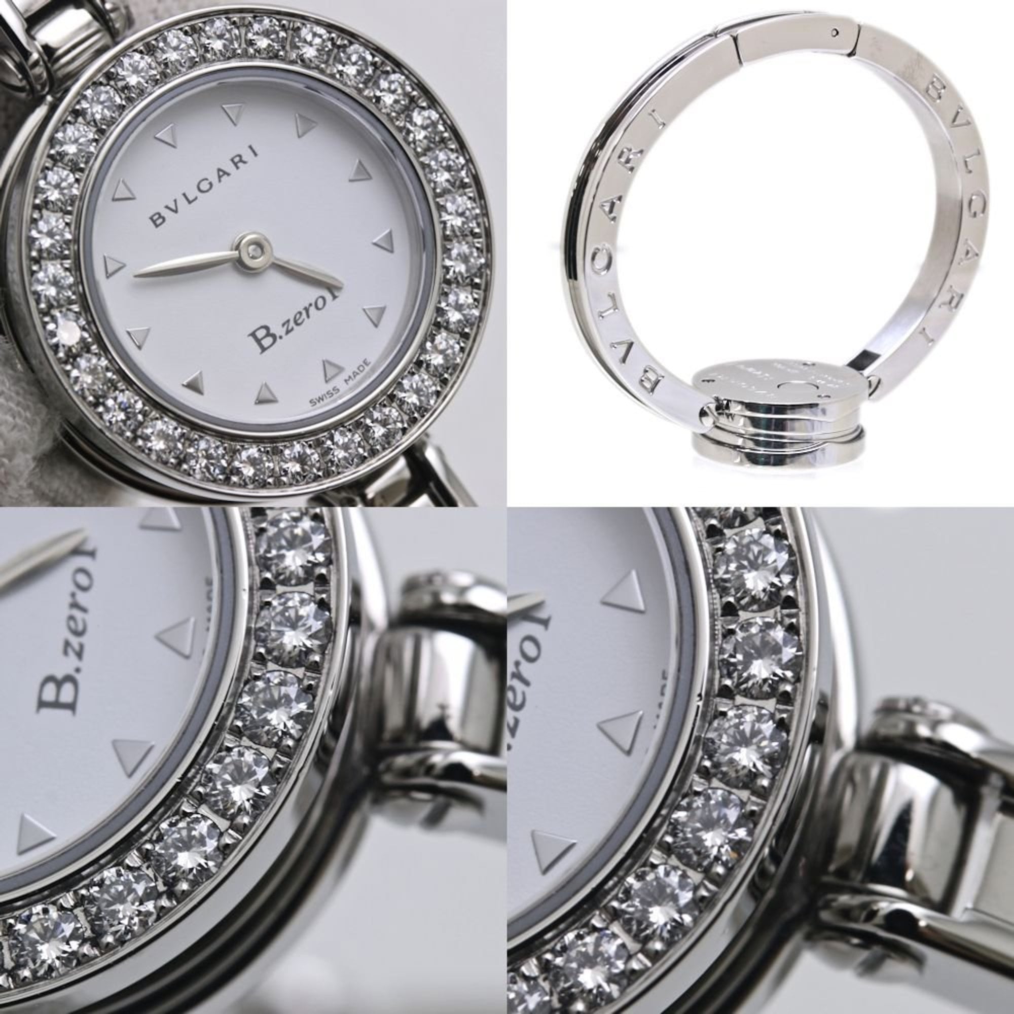 BVLGARI B.zero1 BZ22WSDS BZ22S dameshorloge met diamanten lunette, klein formaat, roestvrij staal, 40174