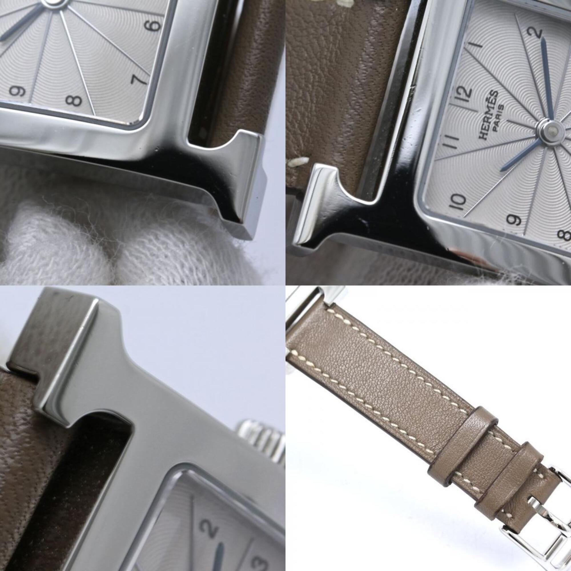 HERMES H- HH1.210.260 WW18 Wo Stainless Steel x Cowhide Leather 40556